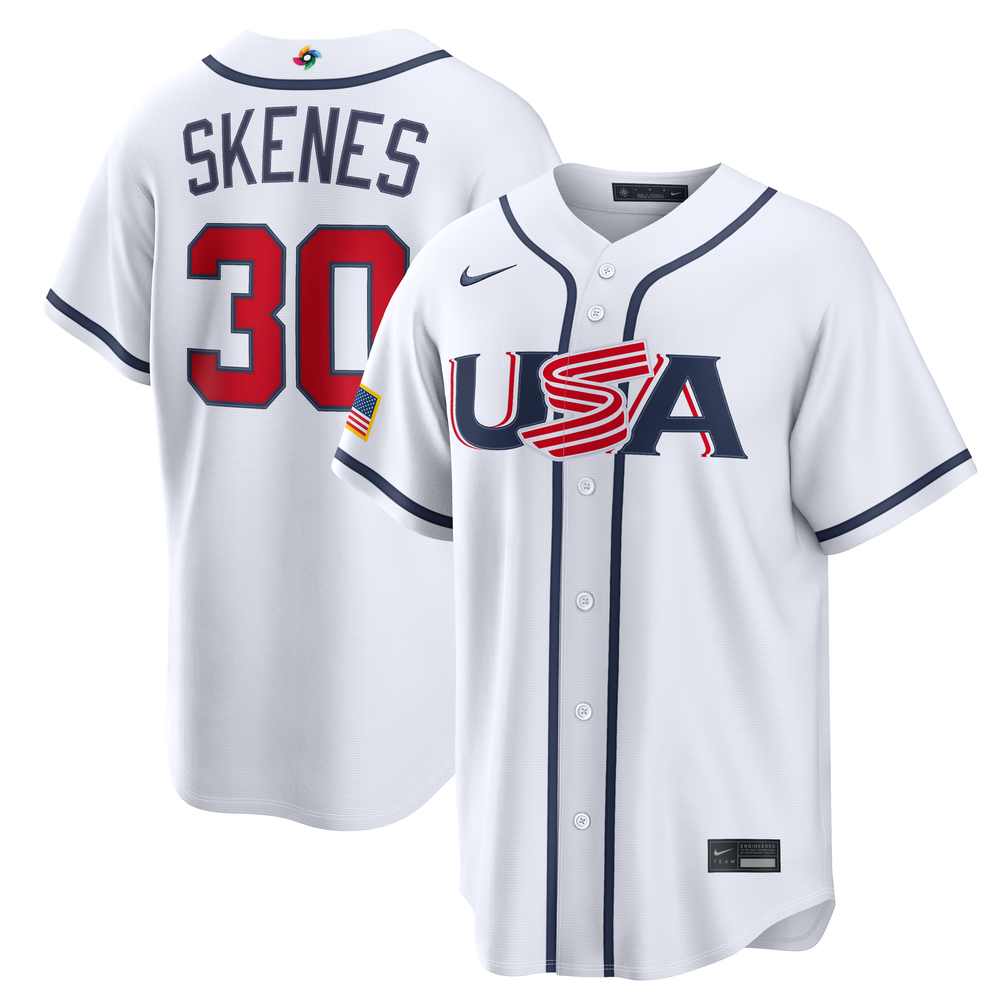 Men's USA Baseball Paul Skenes Nike White 2026 World Baseball Classic Home Stadium Jersey