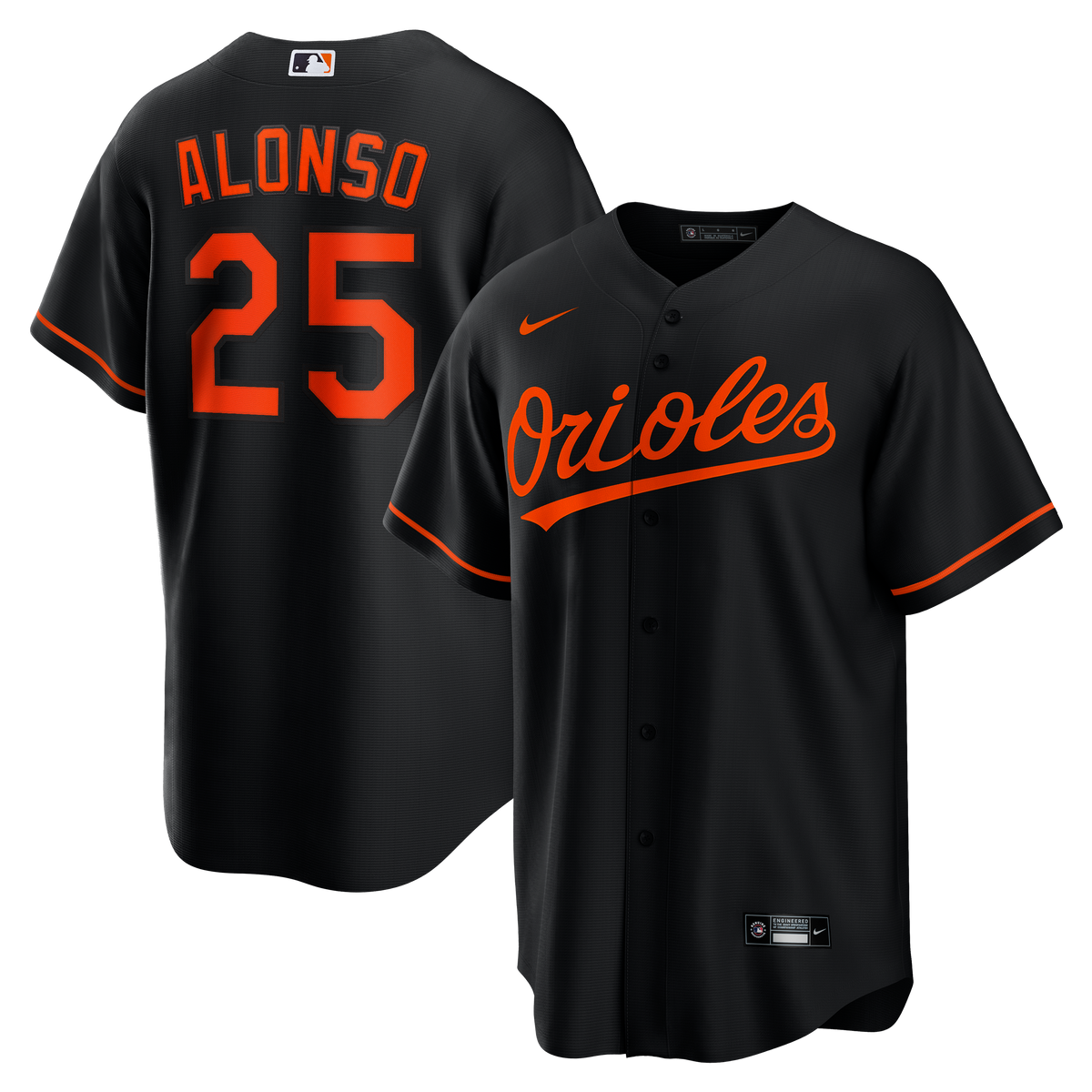Men's Baltimore Orioles Pete Alonso Nike Black Alternate Replica Jersey - 2