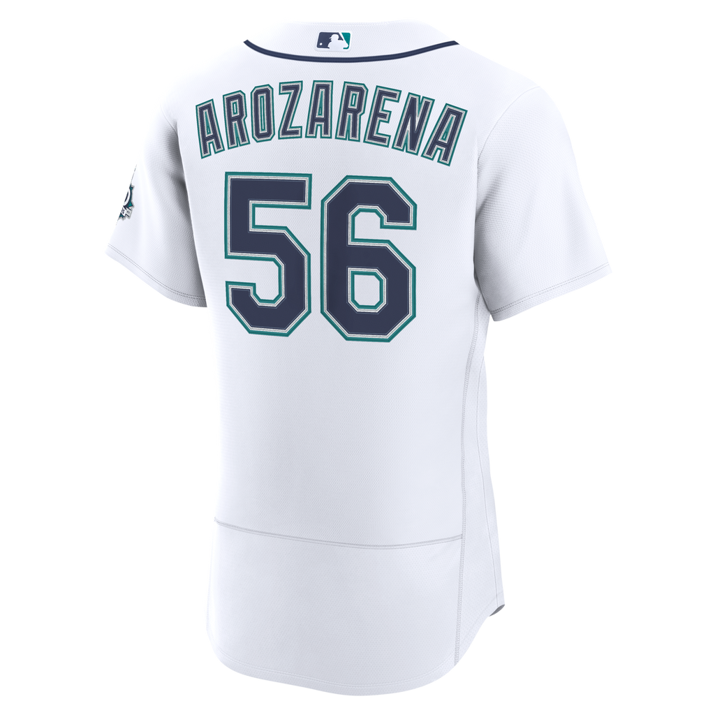 Men's Seattle Mariners Randy Arozarena Nike White Home 50th Season Authentic Jersey - 4