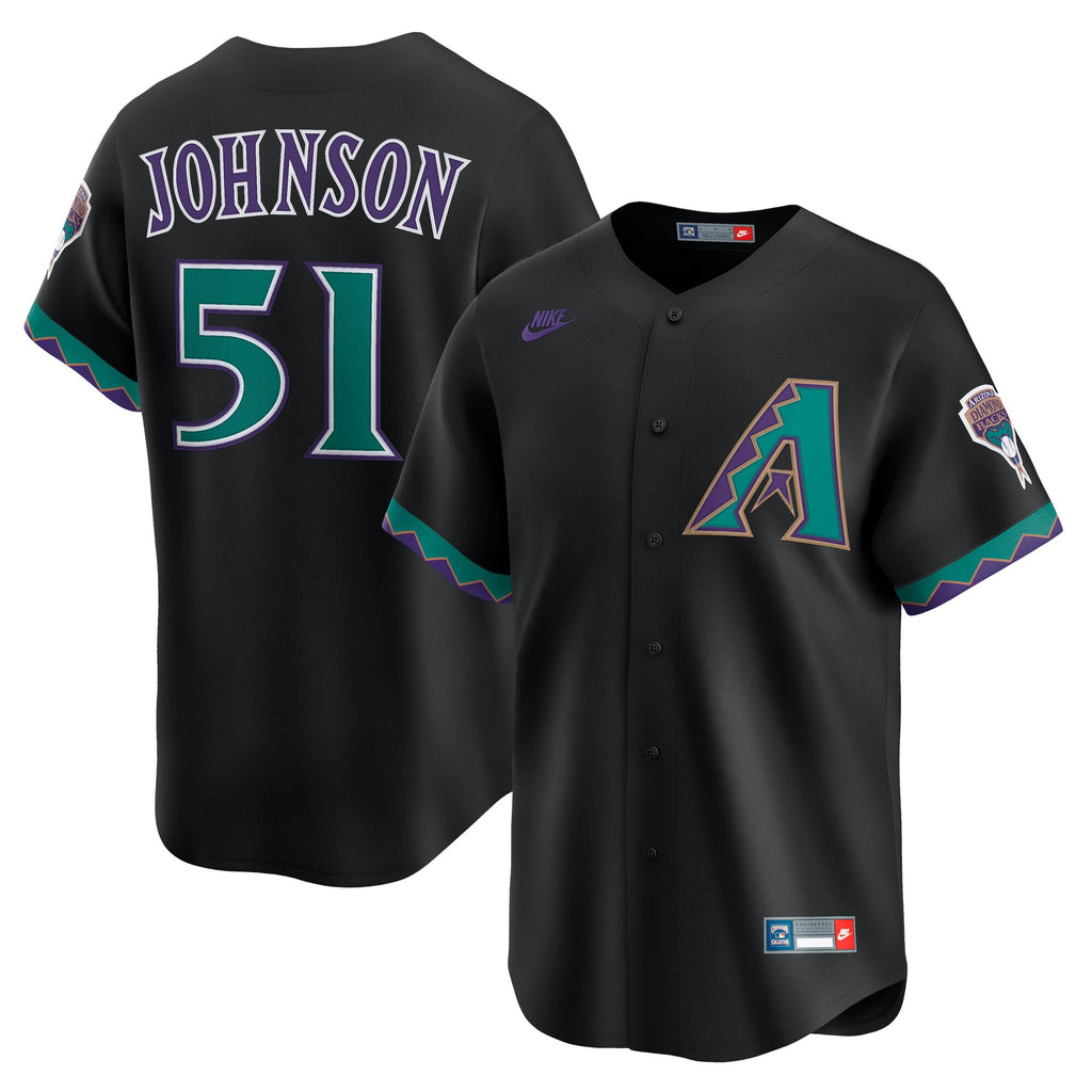 Men's Arizona Diamondbacks Randy Johnson Nike Black Throwback Cooperstown Collection Limited Jersey - 2
