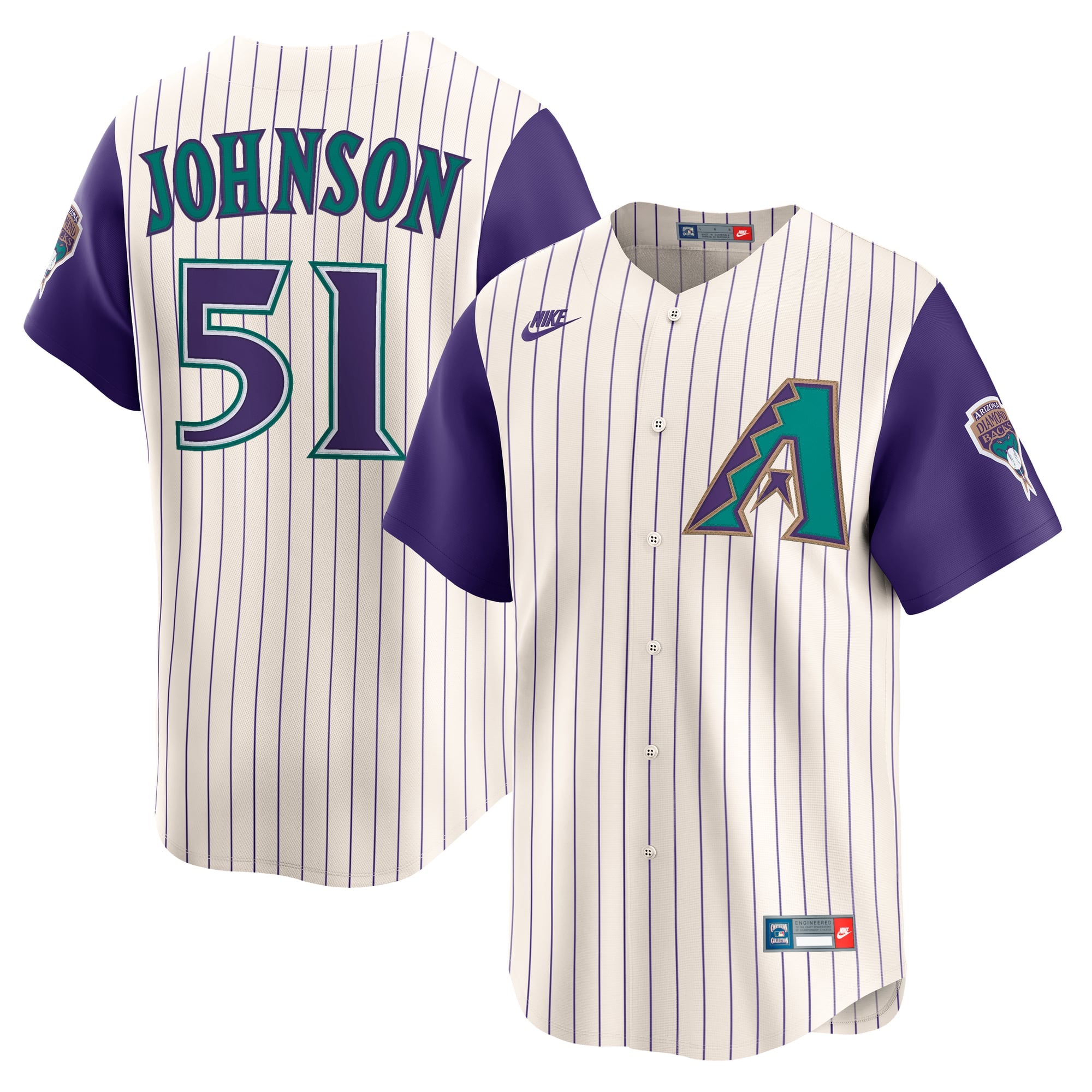 Men's Arizona Diamondbacks Randy Johnson Nike Cream Throwback Cooperstown Collection Limited Jersey - 2