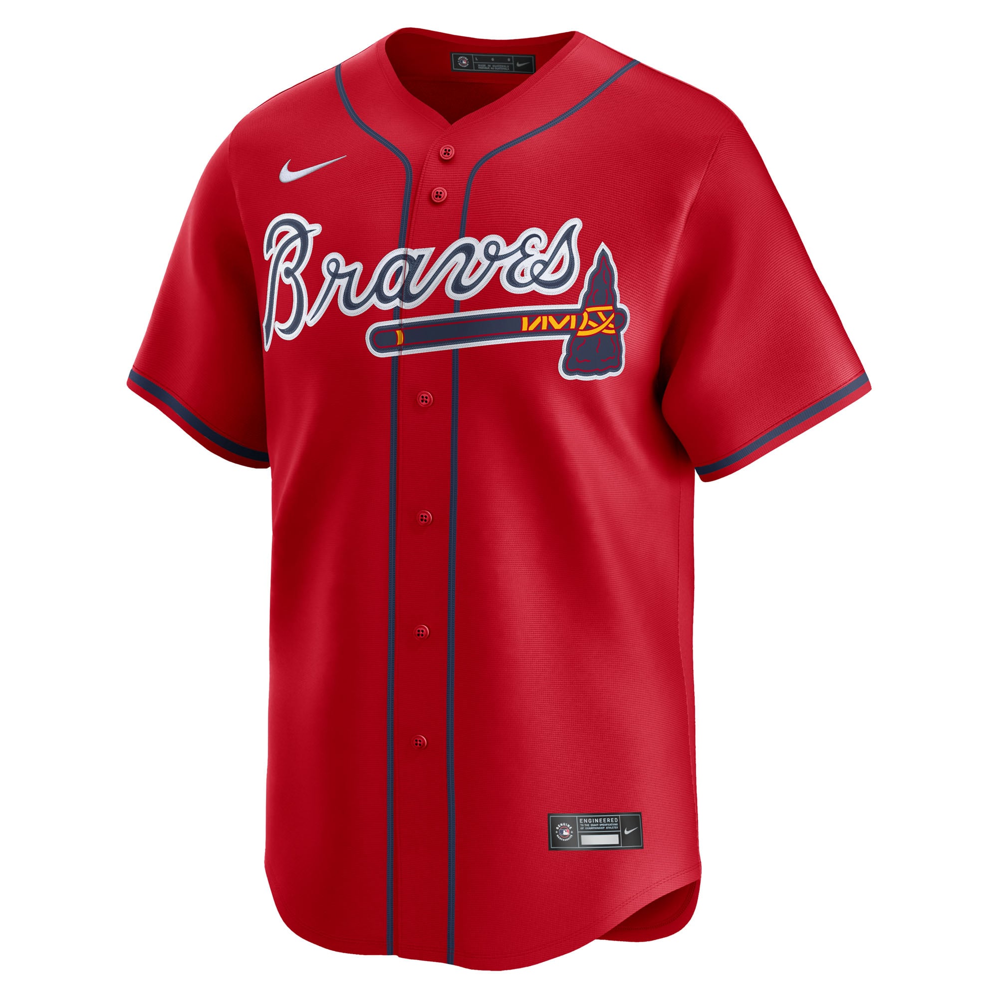 Men's Atlanta Braves Nike Red Alternate Limited Jersey - 3
