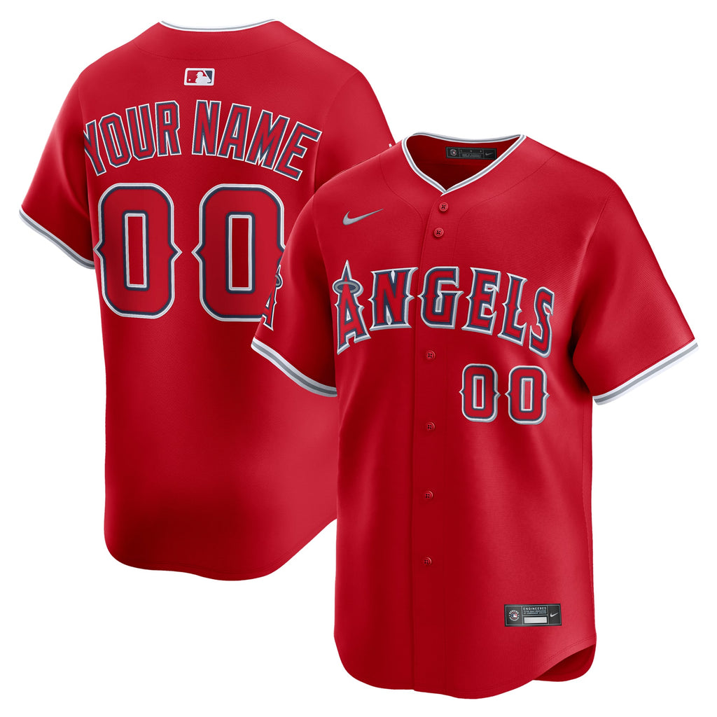 Men's Los Angeles Angels Nike Red Alternate Limited Custom Jersey - 2