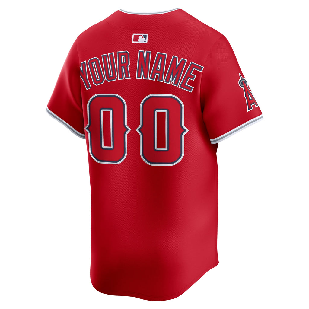 Men's Los Angeles Angels Nike Red Alternate Limited Custom Jersey - 4