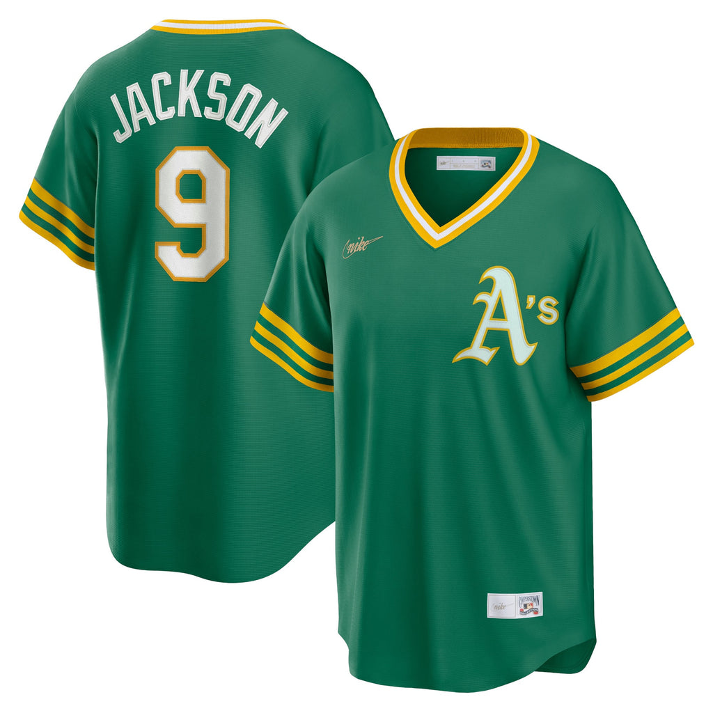 Men's Athletics Reggie Jackson Nike Kelly Green Road Cooperstown Collection Player Jersey - 2