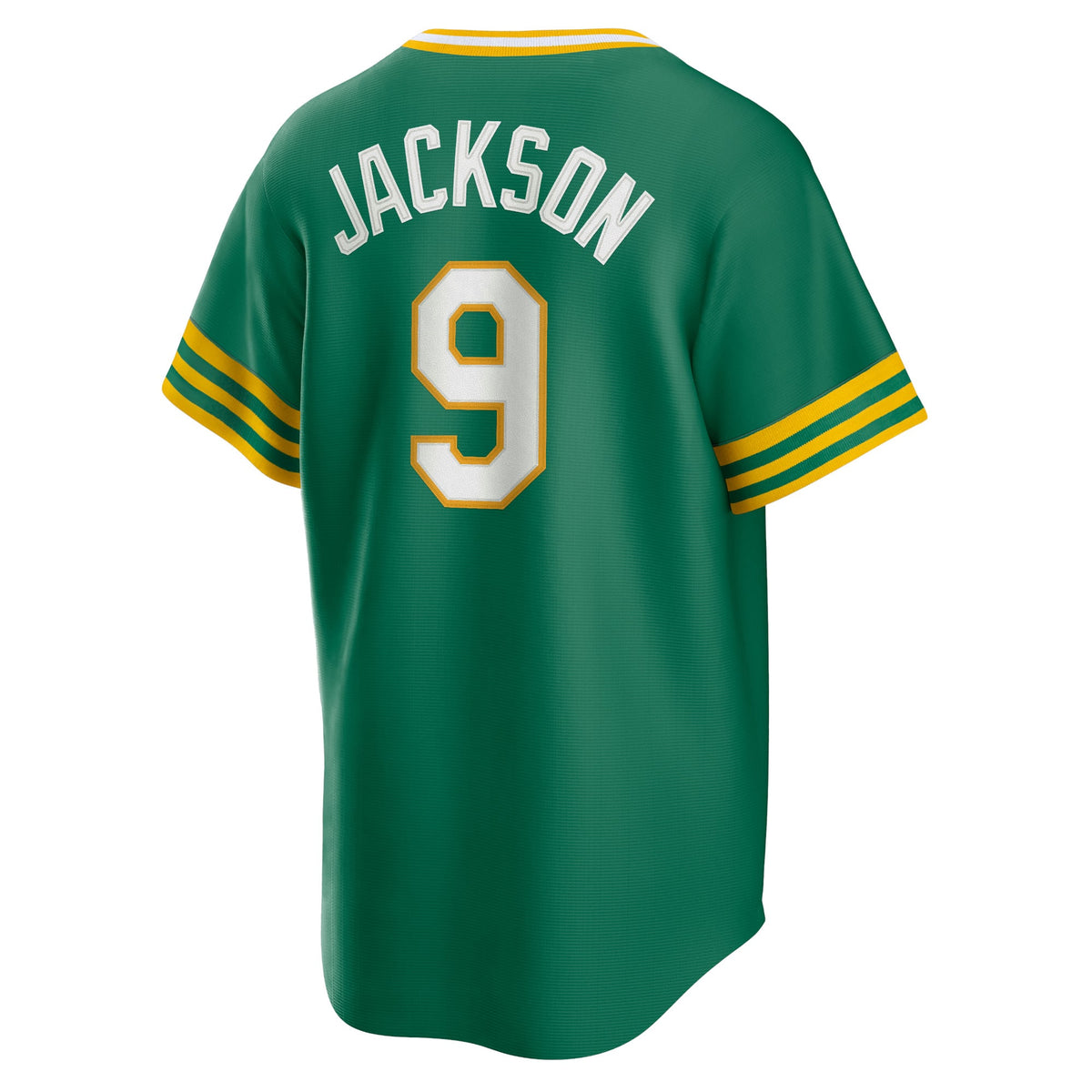 Men's Athletics Reggie Jackson Nike Kelly Green Road Cooperstown Collection Player Jersey - 4