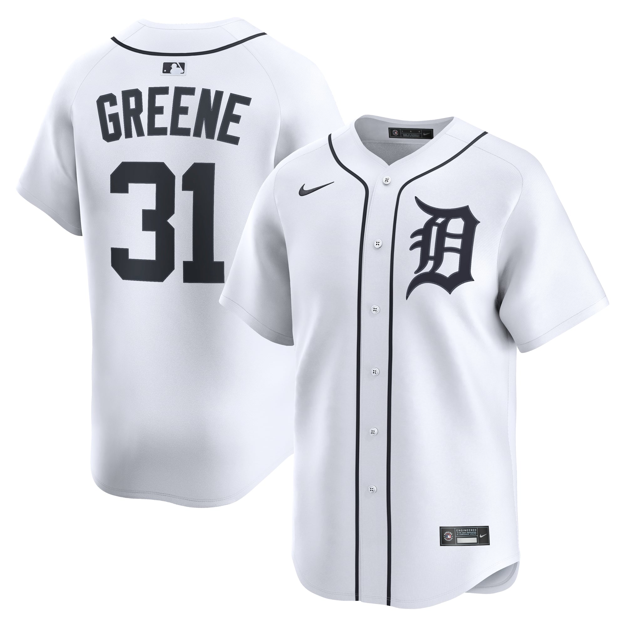 Men's Detroit Tigers Riley Greene Nike White Home Limited Player Jersey - 2