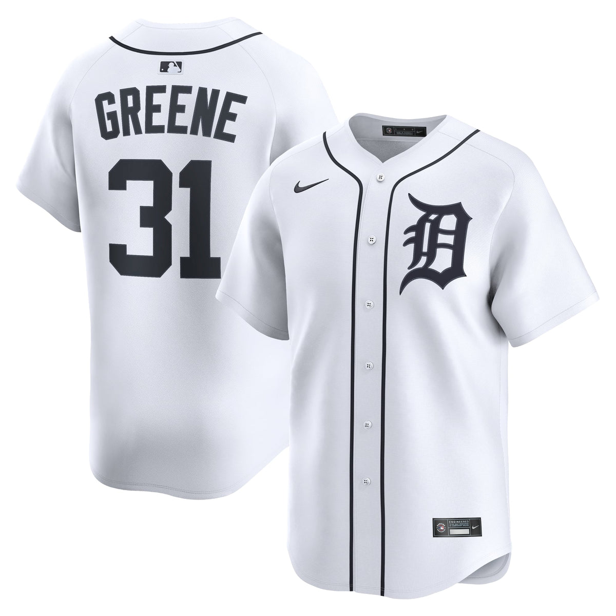 Men's Detroit Tigers Riley Greene Nike White Home Limited Player Jersey