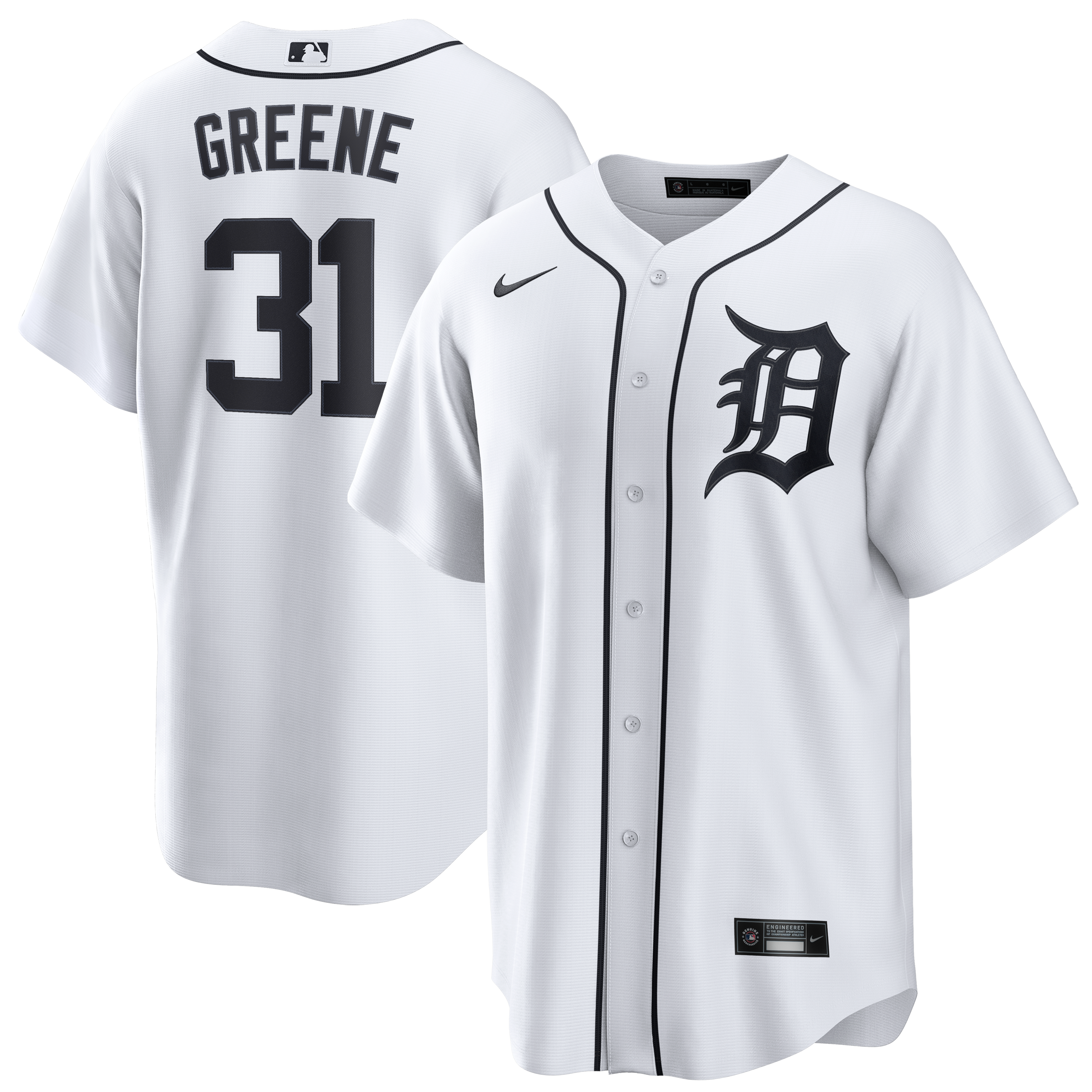 Men's Detroit Tigers Riley Greene Nike White Home Replica Jersey - 2