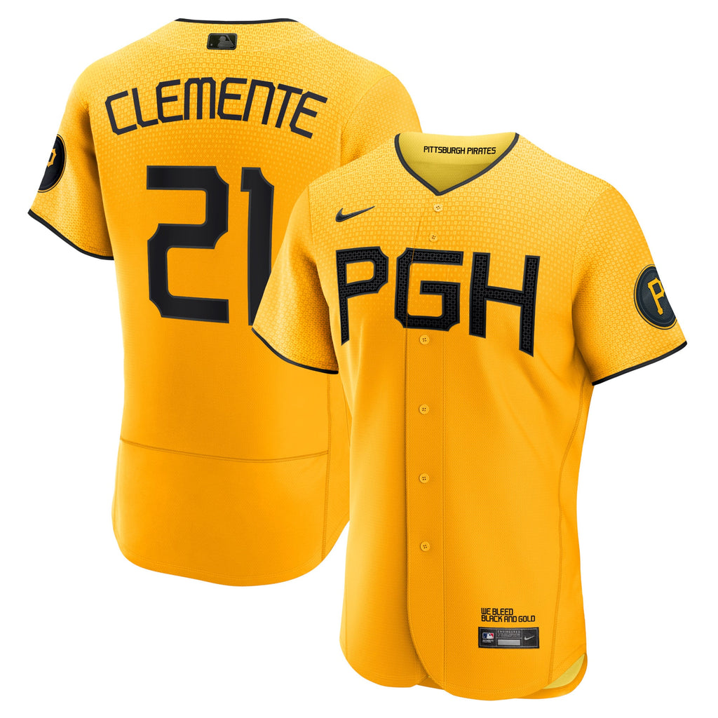 Men's Pittsburgh Pirates Roberto Clemente Nike Gold City Connect Authentic Player Jersey