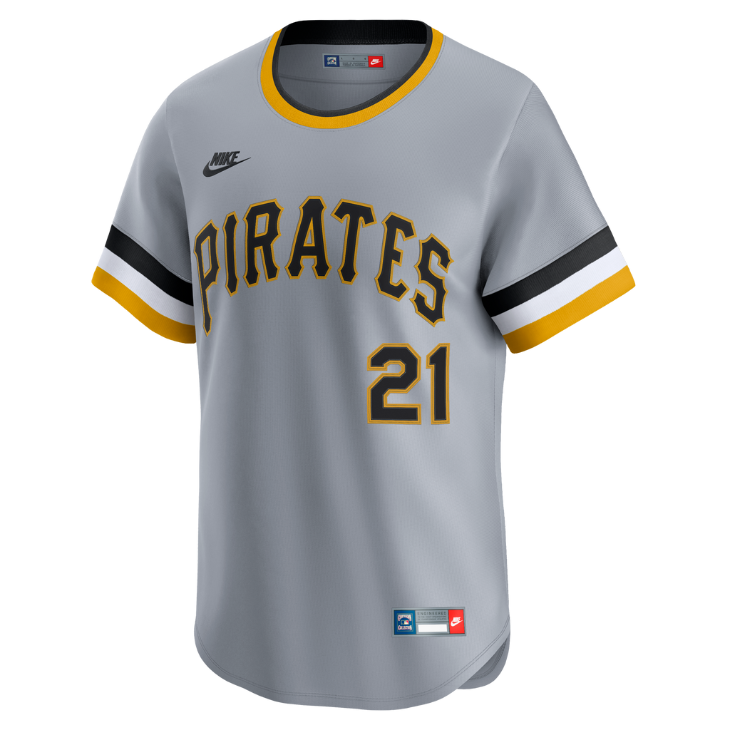 Men's Pittsburgh Pirates Roberto Clemente Nike Gray Throwback Cooperstown Collection Limited Jersey - 3