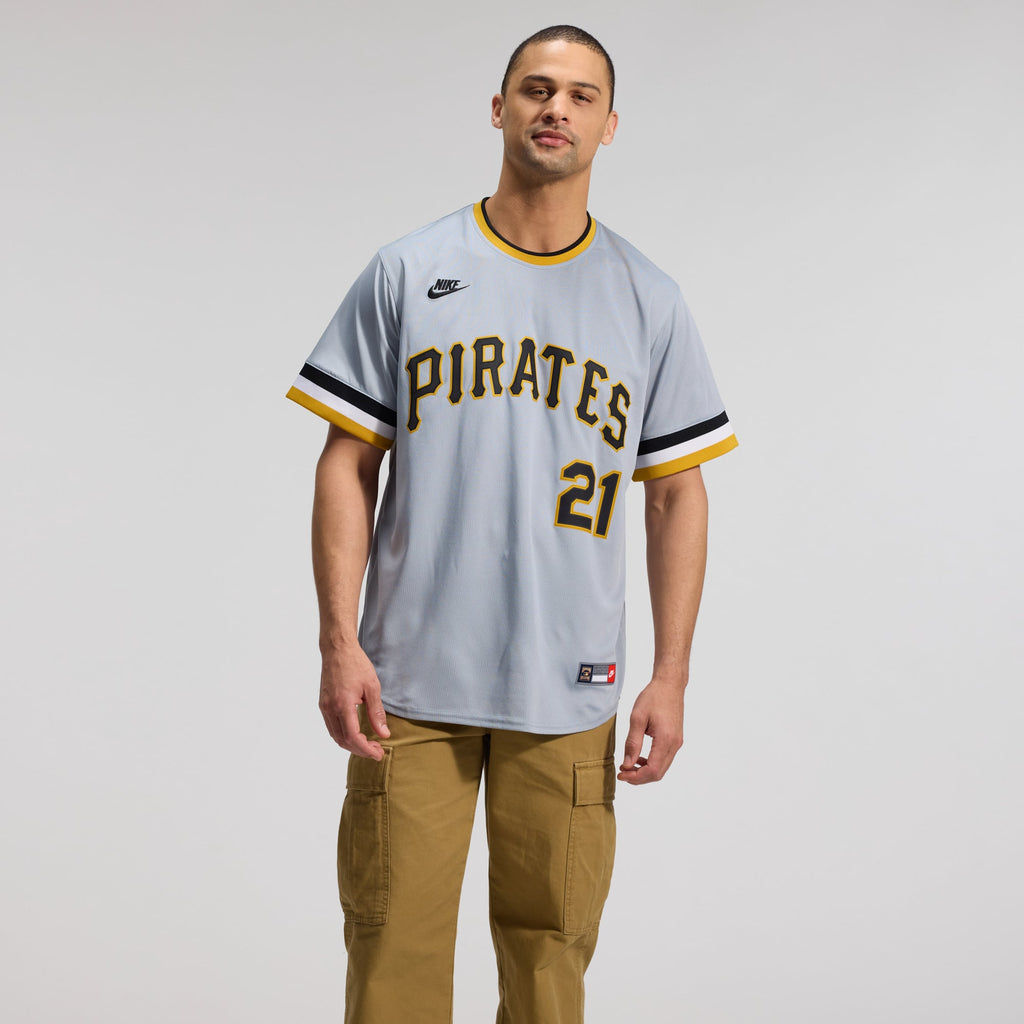 Men's Pittsburgh Pirates Roberto Clemente Nike Gray Throwback Cooperstown Collection Limited Jersey - 5