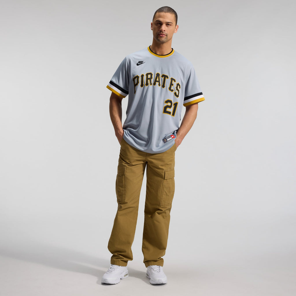 Men's Pittsburgh Pirates Roberto Clemente Nike Gray Throwback Cooperstown Collection Limited Jersey - 7