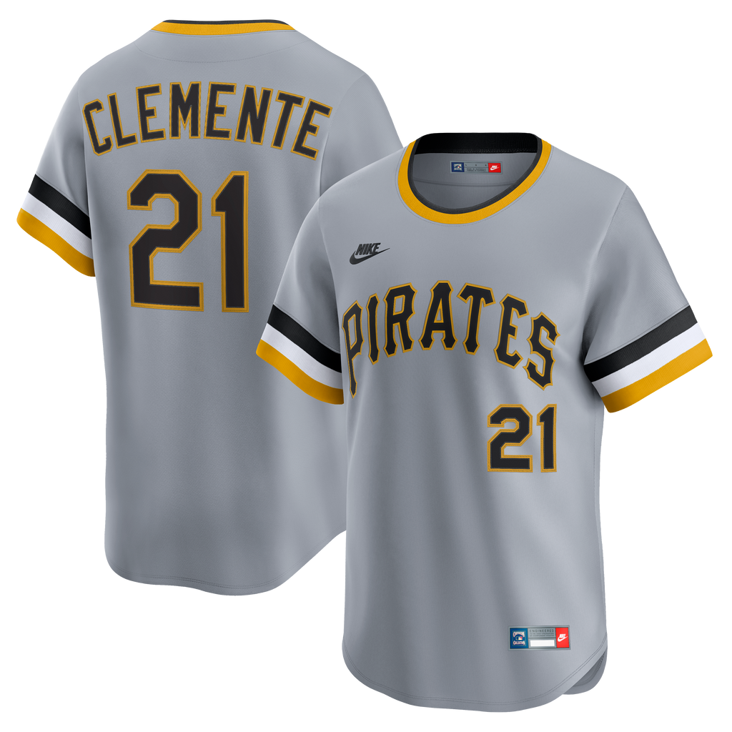 Men's Pittsburgh Pirates Roberto Clemente Nike Gray Throwback Cooperstown Collection Limited Jersey