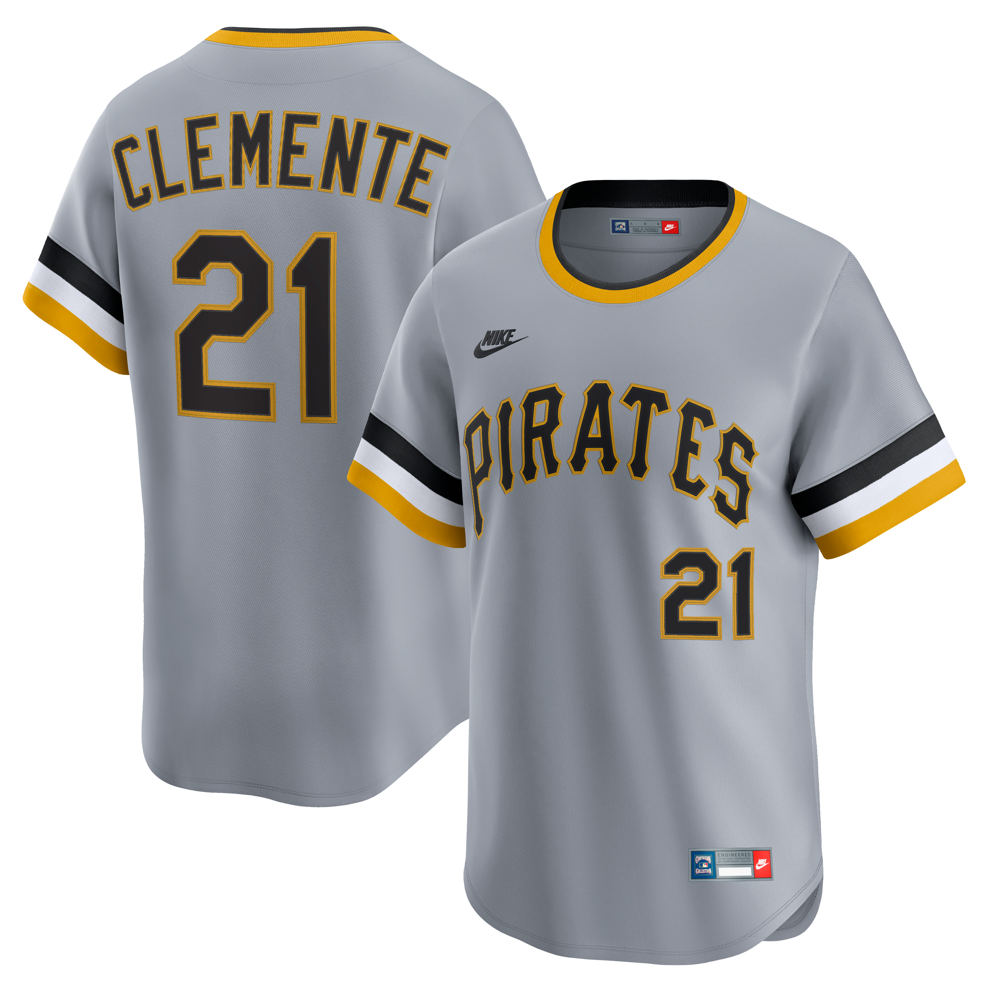 Men's Pittsburgh Pirates Roberto Clemente Nike Gray Throwback Cooperstown Collection Limited Jersey