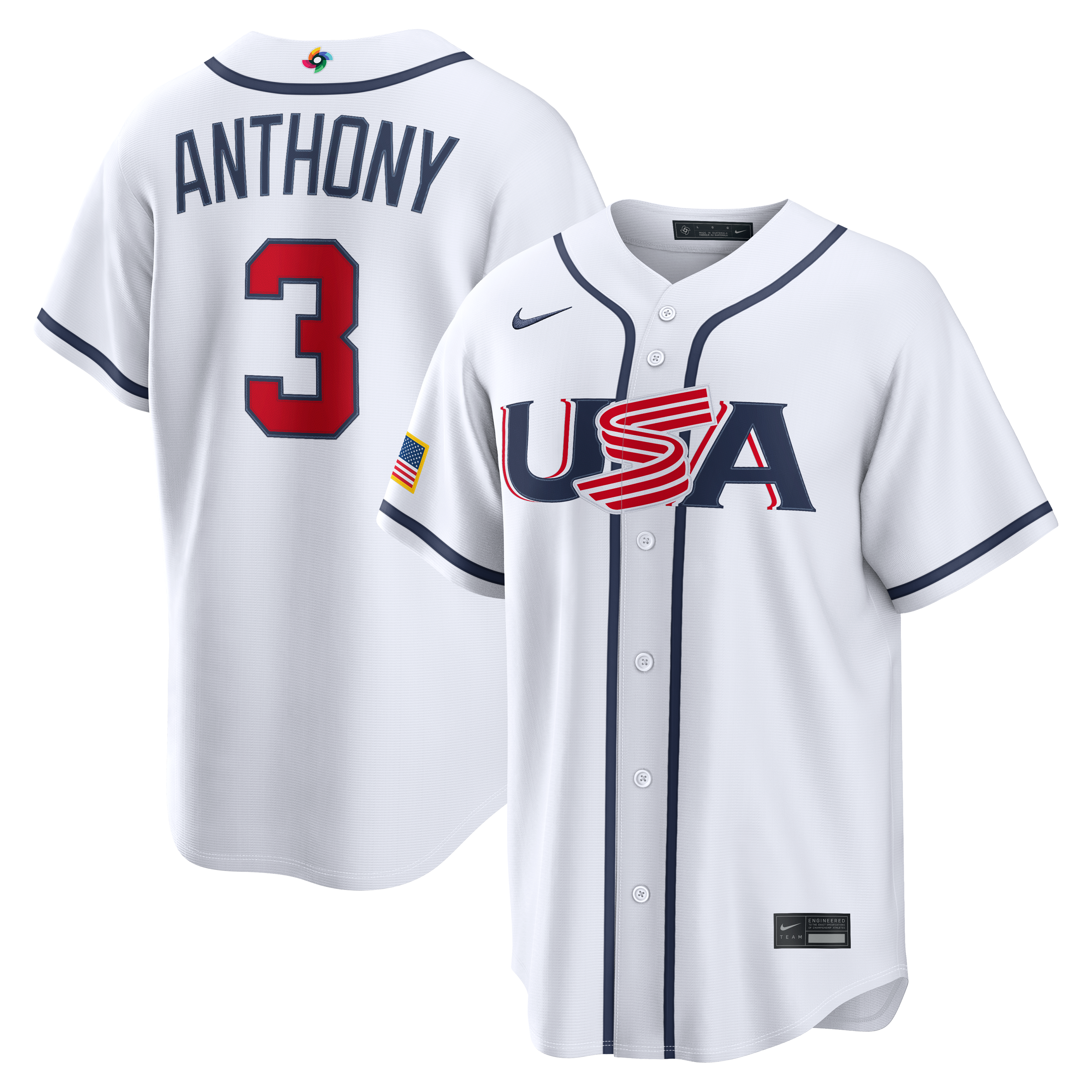 Men's USA Baseball Roman Anthony Nike White 2026 World Baseball Classic Home Stadium Jersey