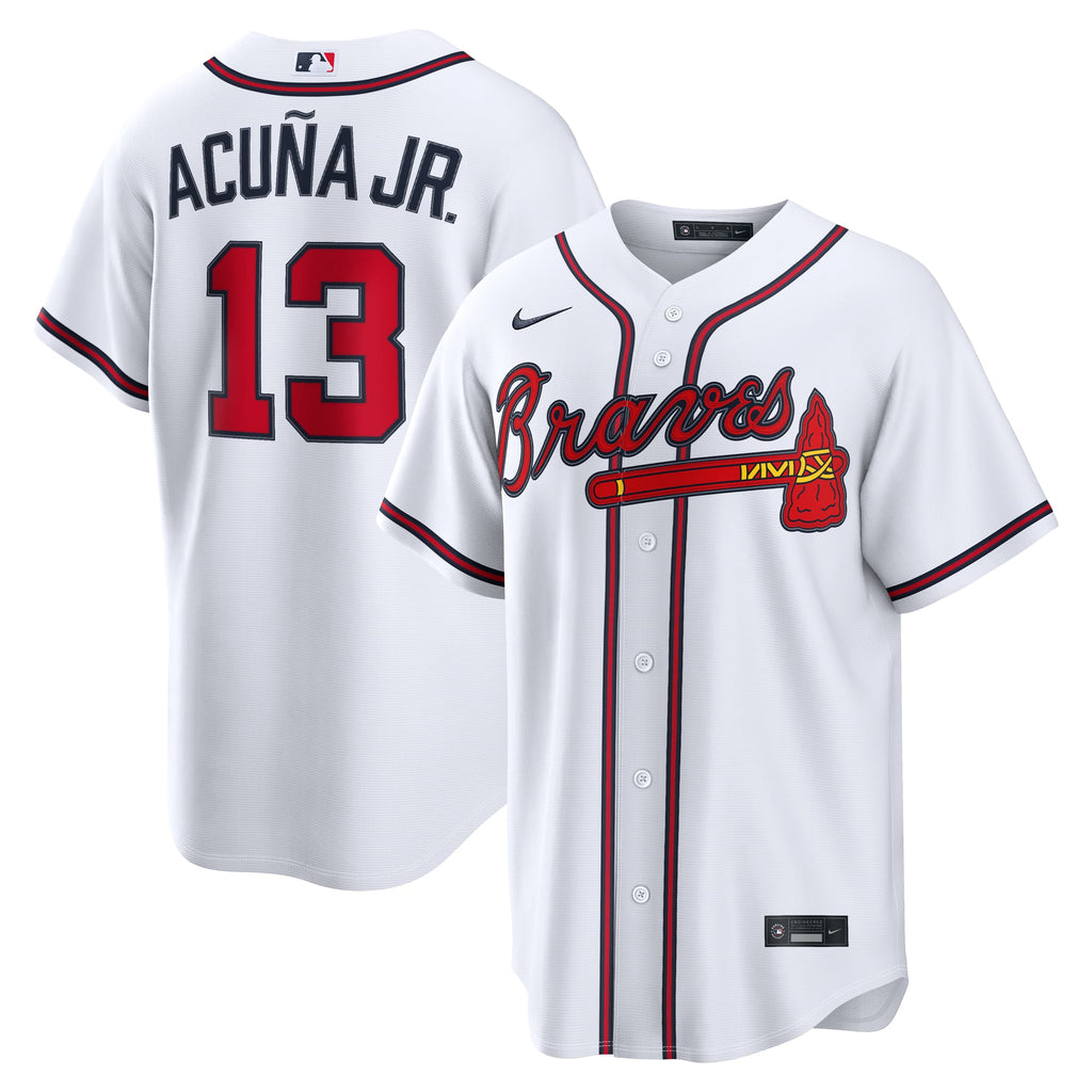 Men's Atlanta Braves Ronald Acuña Jr. Nike White Home Replica Jersey