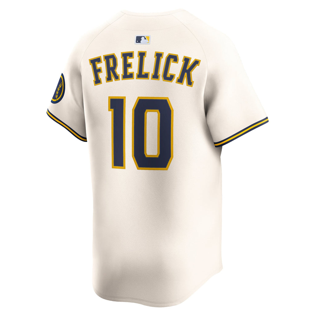 Men's Milwaukee Brewers Sal Frelick Nike Cream Home Limited Player Jersey - 4