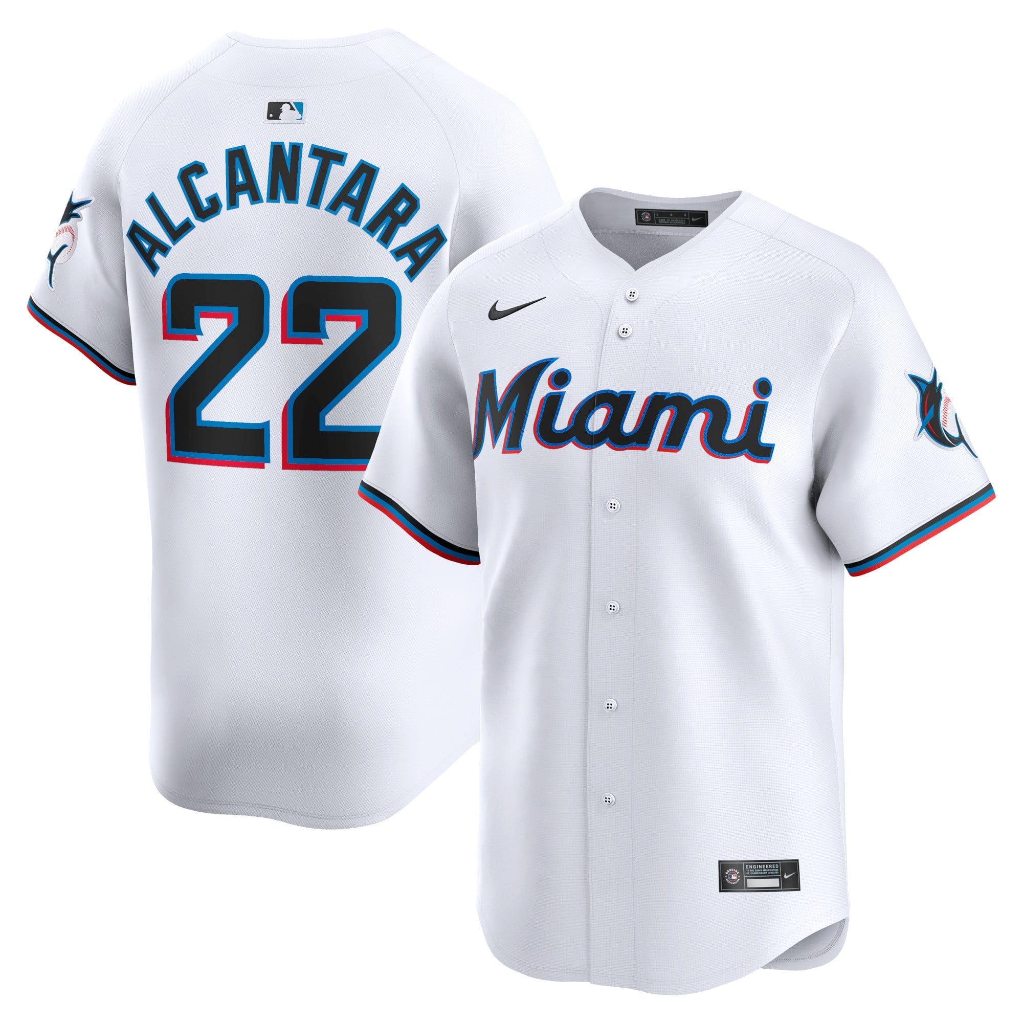 Men's Miami Marlins Sandy Alcantara Nike White Home Limited Player Jersey - 2