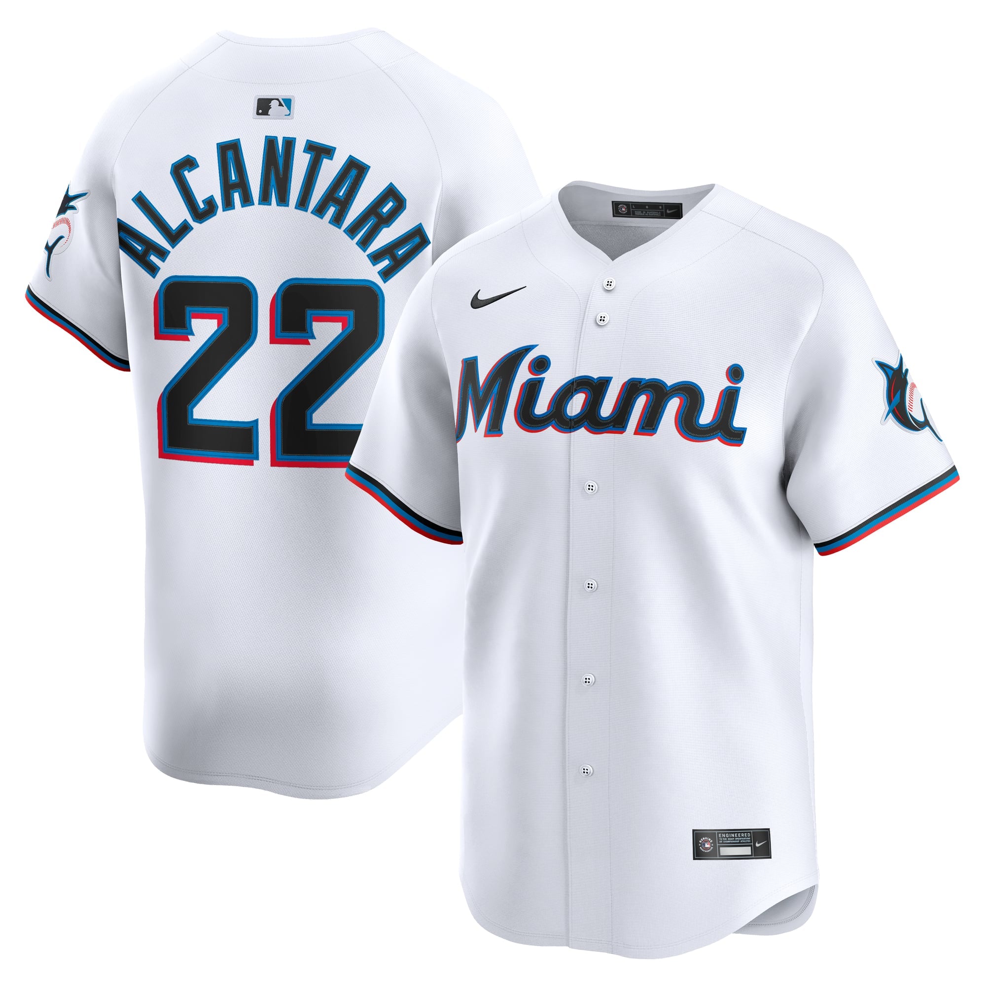 Men's Miami Marlins Sandy Alcantara Nike White Home Limited Player Jersey - 2