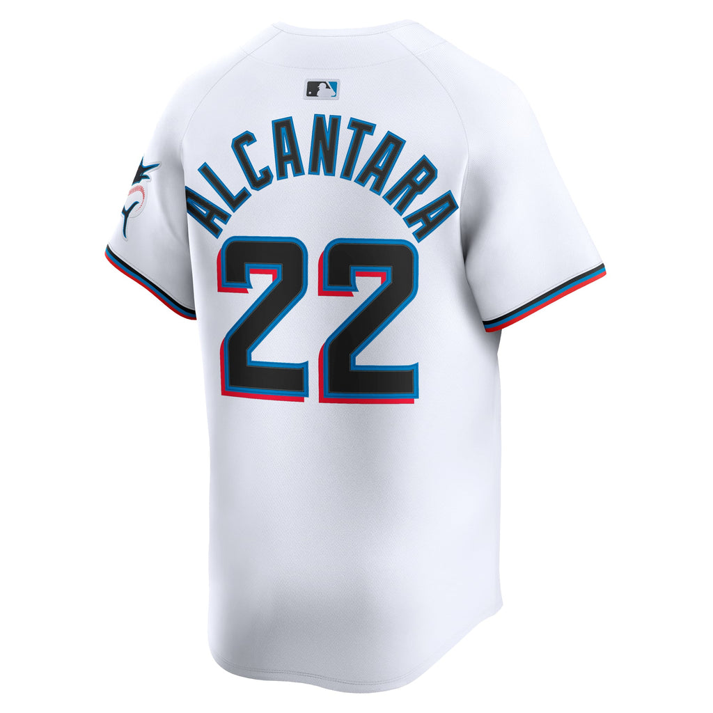 Men's Miami Marlins Sandy Alcantara Nike White Home Limited Player Jersey - 4