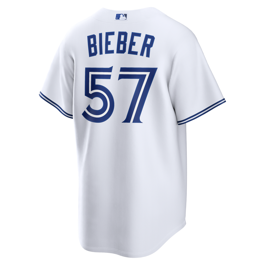 Men's Toronto Blue Jays Shane Bieber Nike White Home Replica Jersey - 4