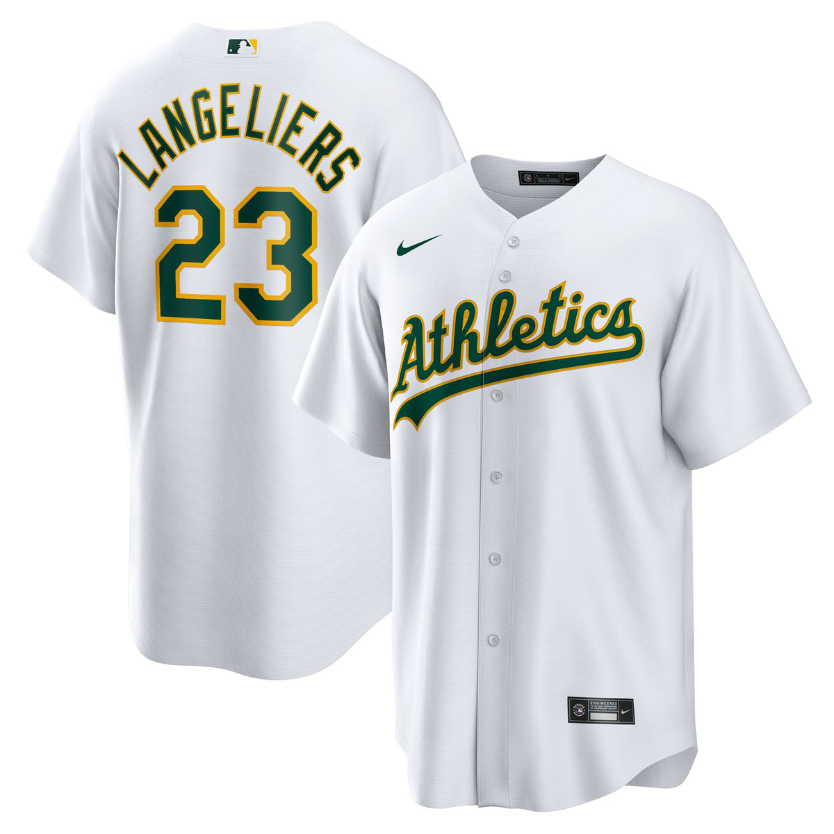 Men's Athletics Shea Langeliers Nike White Home Replica Jersey - 2