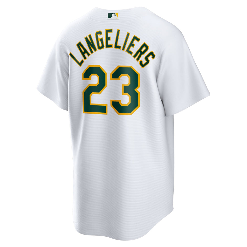 Men's Athletics Shea Langeliers Nike White Home Replica Jersey - 4