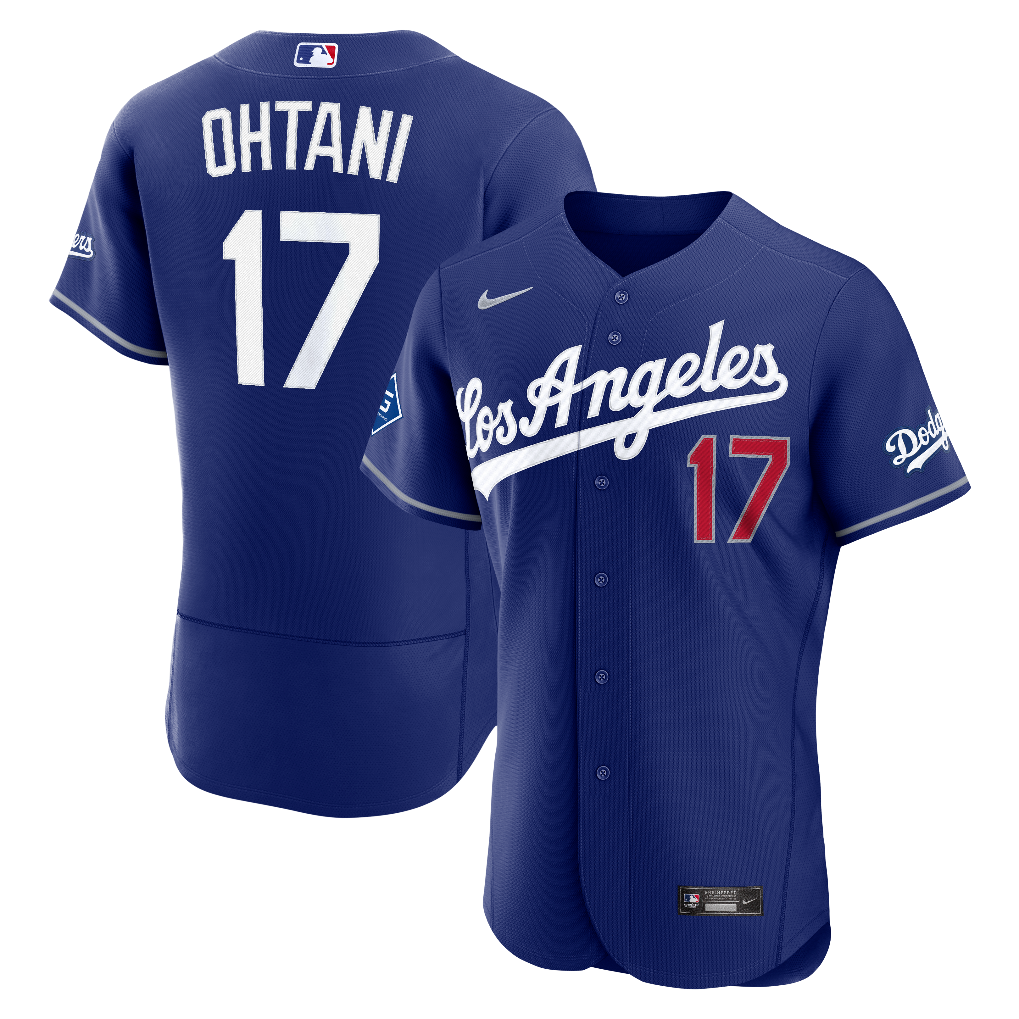 Men's Los Angeles Dodgers Shohei Ohtani Nike Royal Alternate Authentic Sponsor Patch Jersey - 2