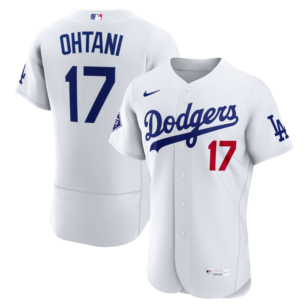Men's Los Angeles Dodgers Shohei Ohtani Nike White Home Authentic Sponsor Patch Jersey