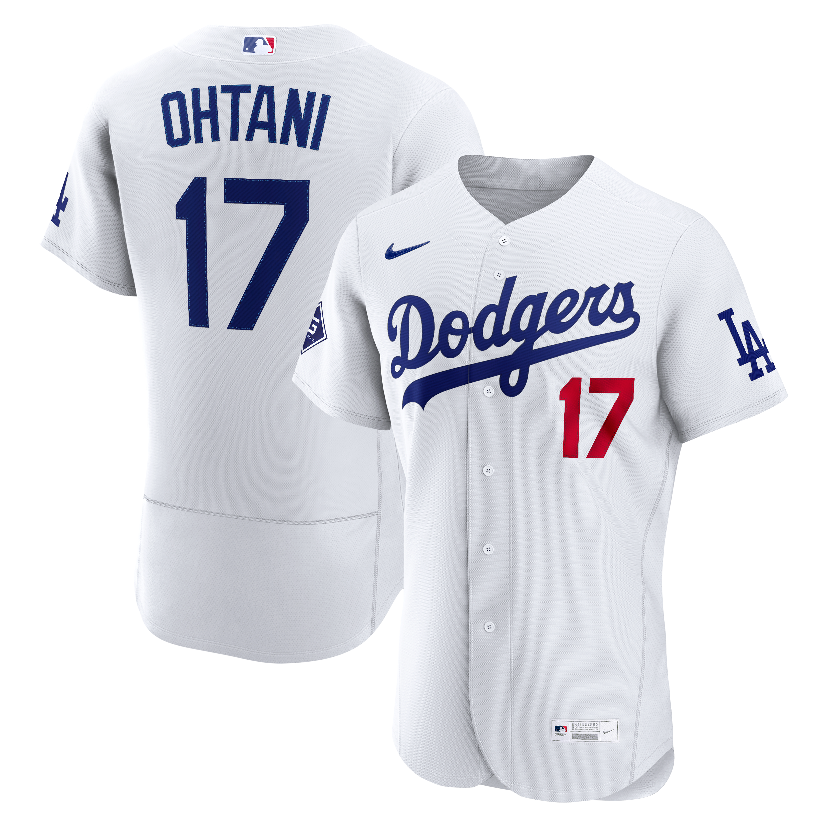 Men's Los Angeles Dodgers Shohei Ohtani Nike White Home Authentic Sponsor Patch Jersey