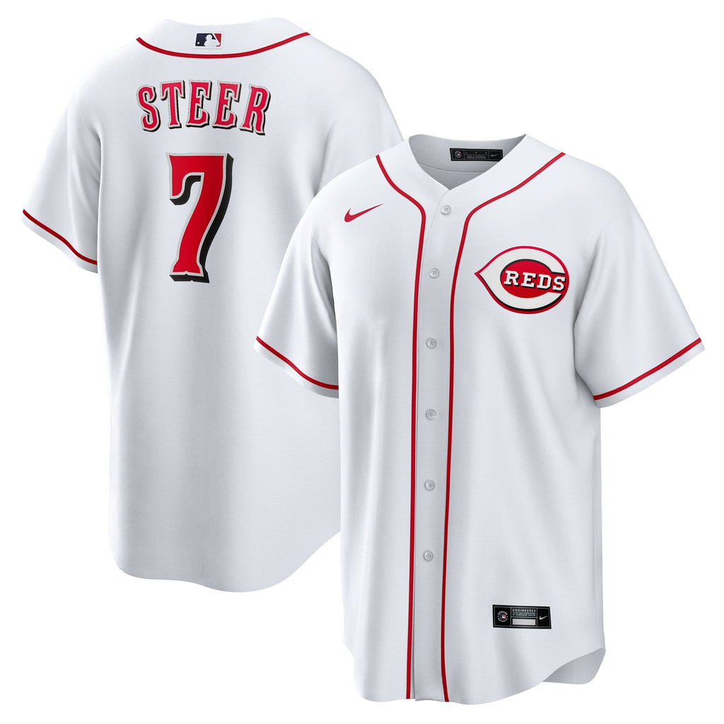 Men's Cincinnati Reds Spencer Steer Nike White Home Replica Jersey - 2