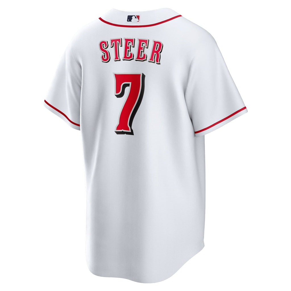 Men's Cincinnati Reds Spencer Steer Nike White Home Replica Jersey - 4