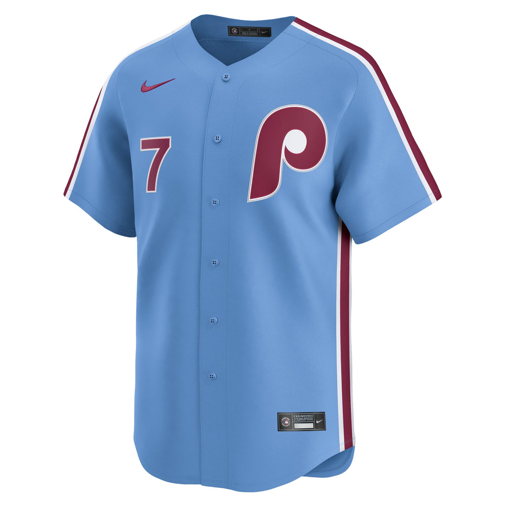 Men's Philadelphia Phillies Trea Turner Nike Light Blue Alternate Limited Player Jersey - 3