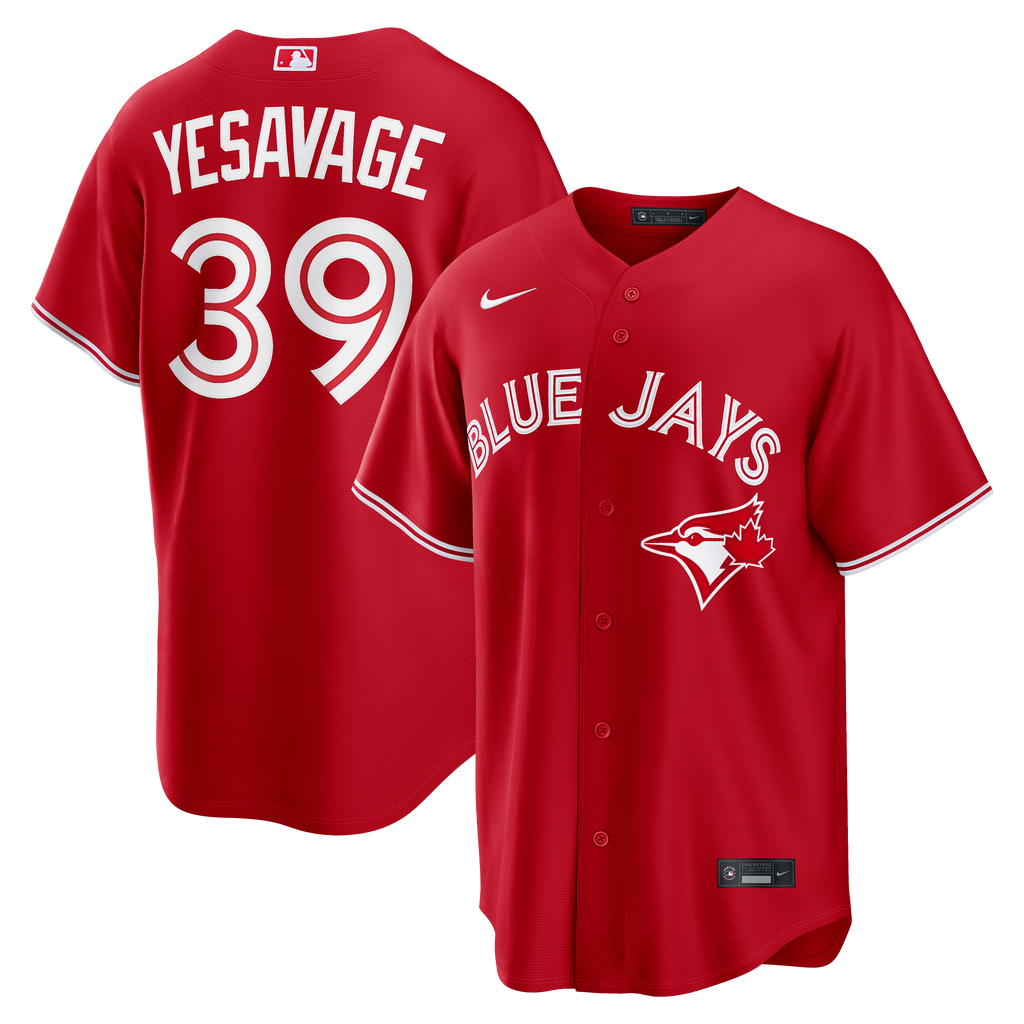 Men's Toronto Blue Jays Trey Yesavage Nike Red Canada Day Replica Jersey