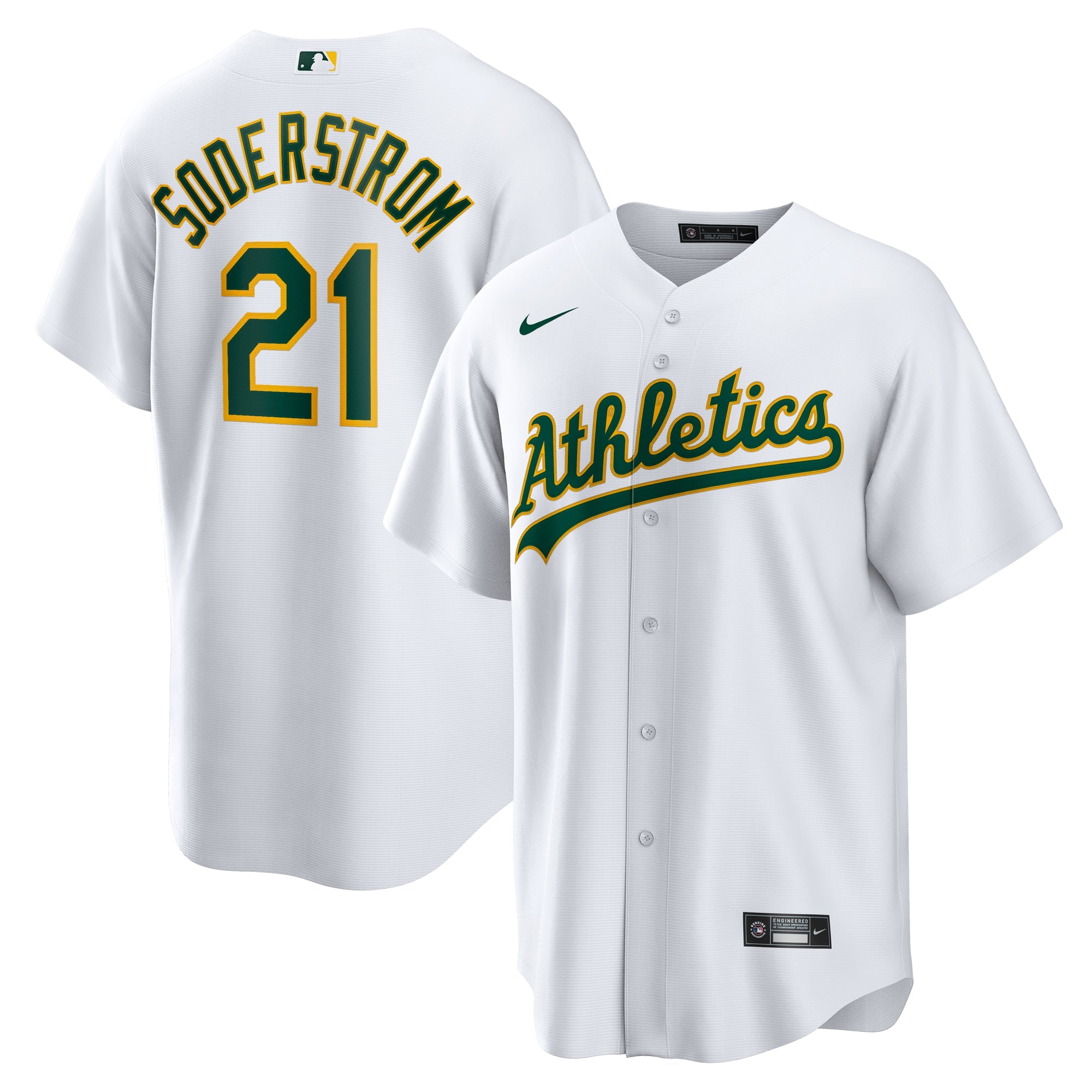 Men's Athletics Tyler Soderstrom Nike White Home Replica Jersey - 2