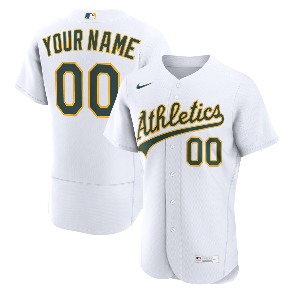 Men's Athletics Nike White Home Authentic Custom Jersey - 2