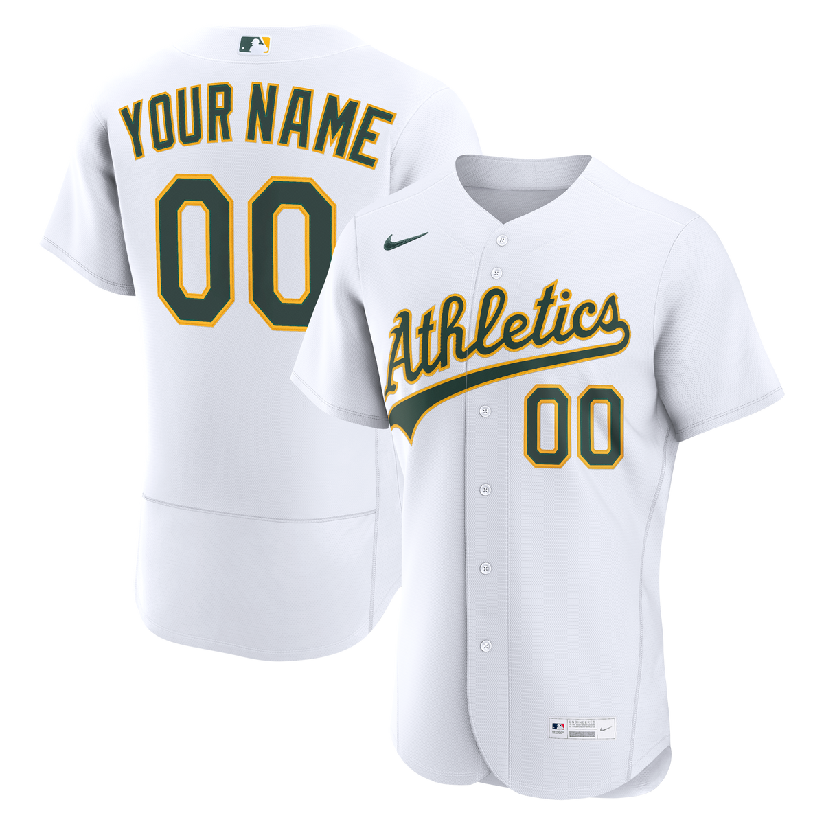 Men's Athletics Nike White Home Authentic Custom Jersey - 2
