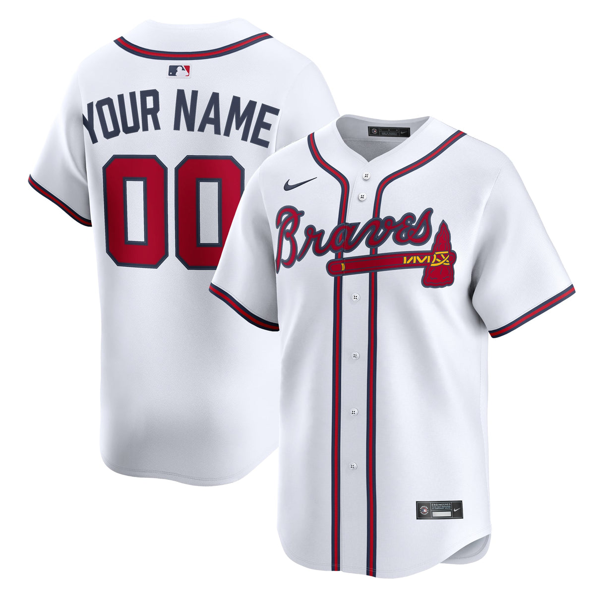 Men's Atlanta Braves Nike White Home Limited Custom Jersey