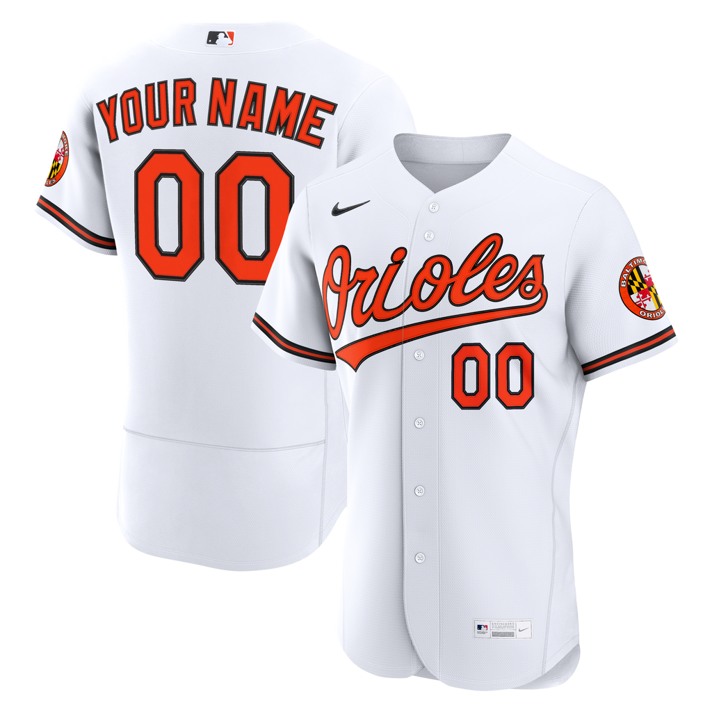 Men's Baltimore Orioles Nike White Home Authentic Custom Jersey - 2