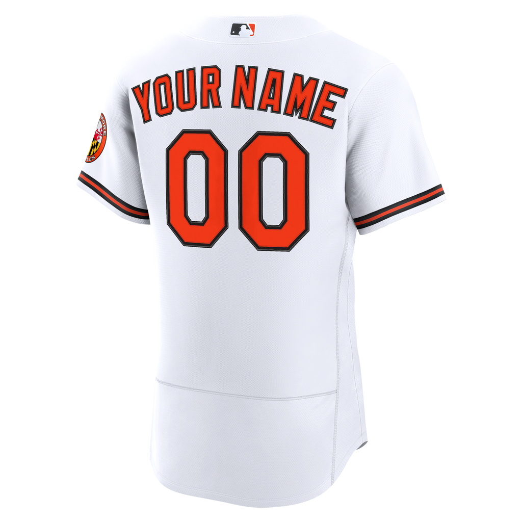 Men's Baltimore Orioles Nike White Home Authentic Custom Jersey - 4