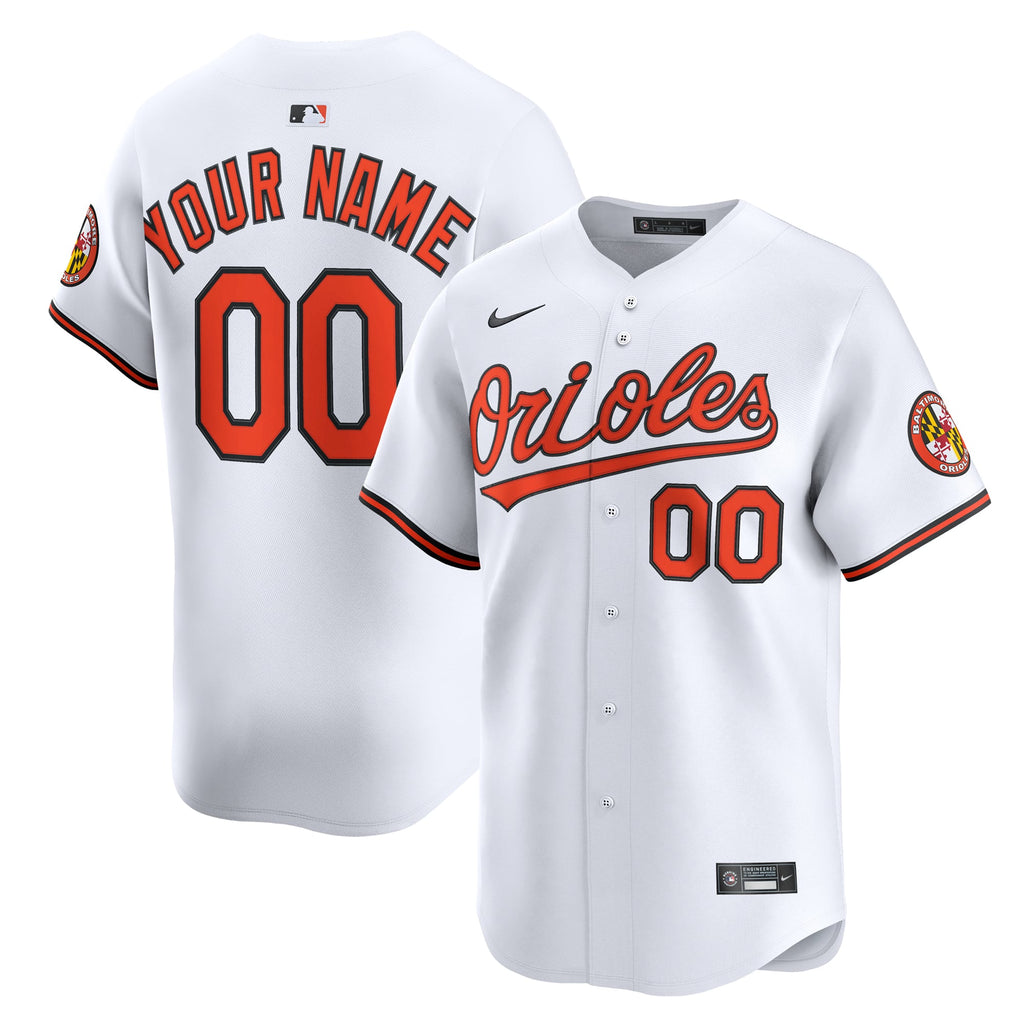 Men's Baltimore Orioles Nike White Home Limited Custom Jersey - 2