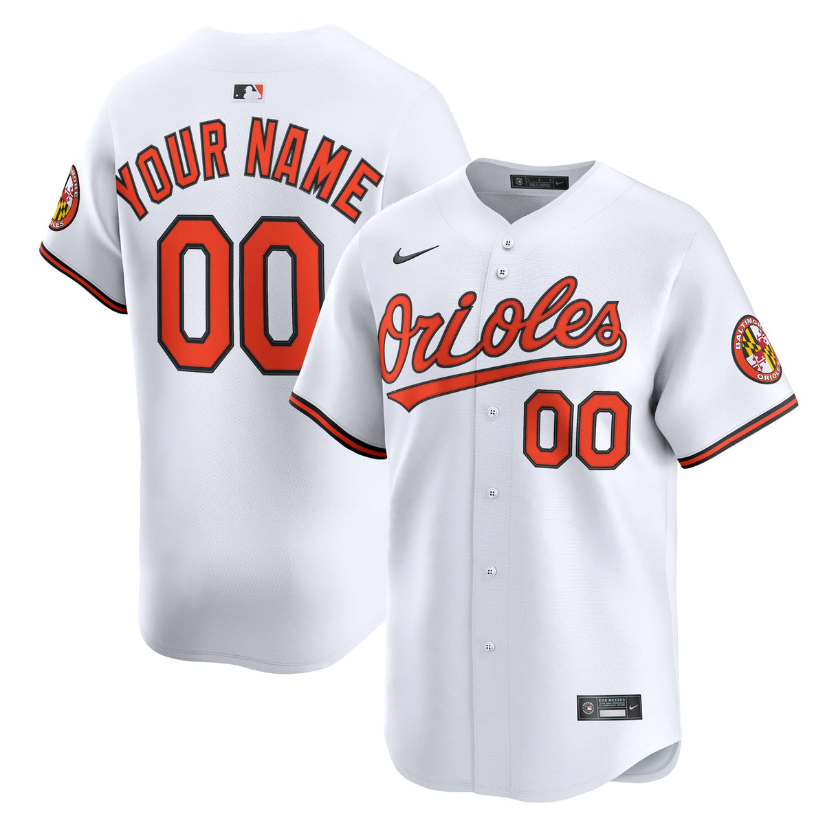 Men's Baltimore Orioles Nike White Home Limited Custom Jersey