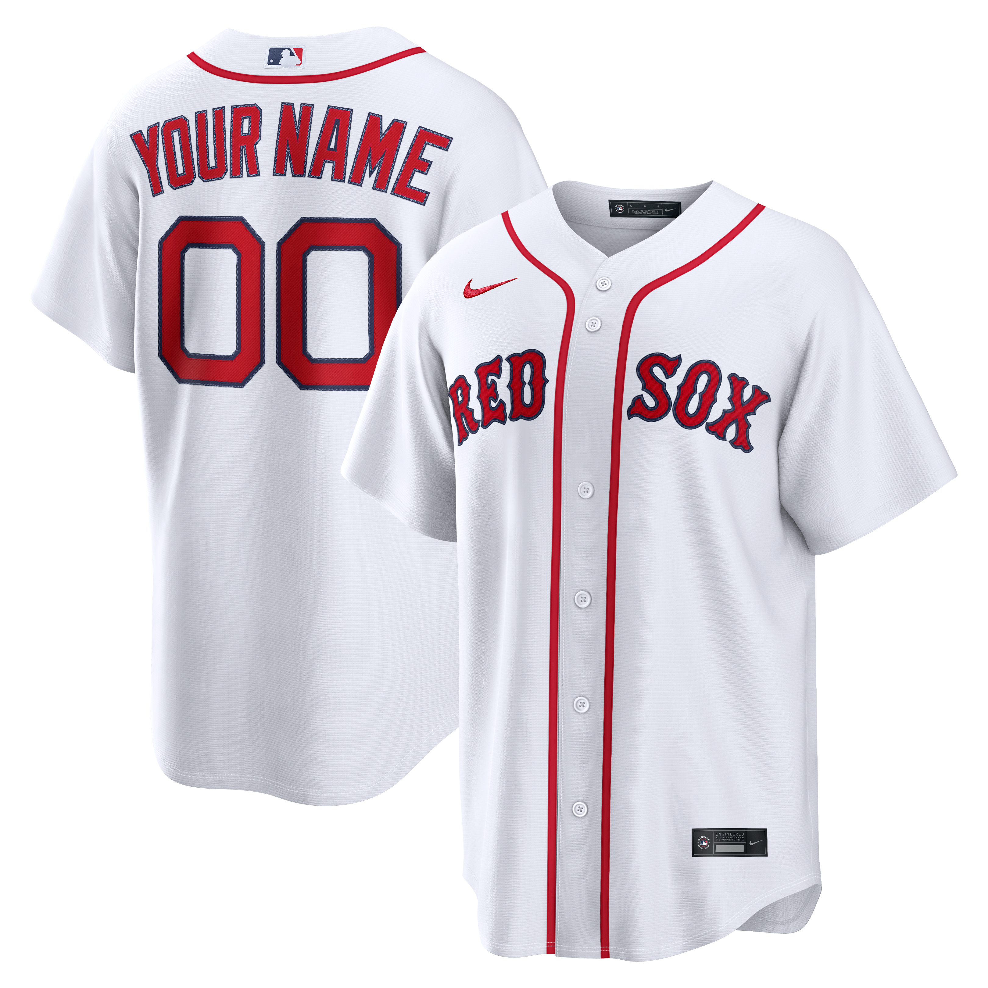 Men's Boston Red Sox Nike White Home Replica Custom Jersey - 2
