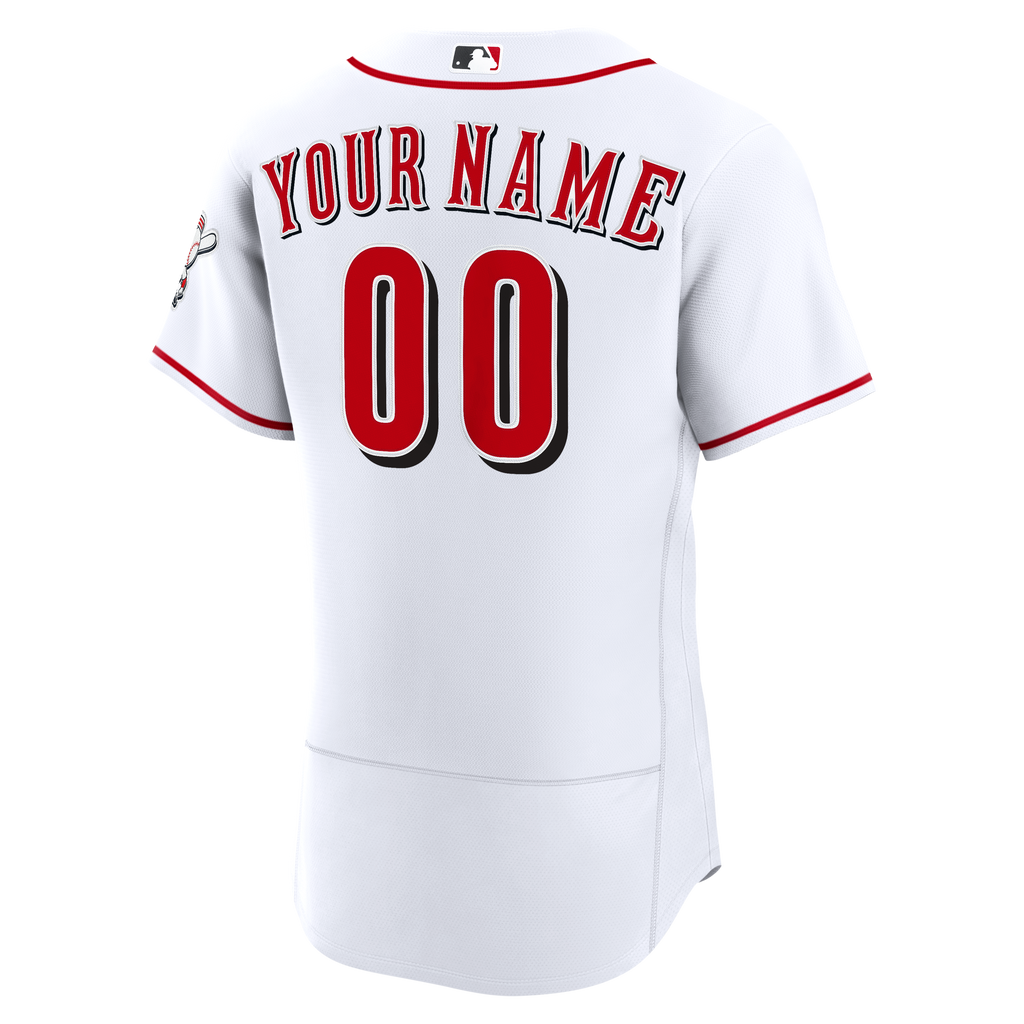 Men's Cincinnati Reds Nike White Home Authentic Custom Jersey - 4