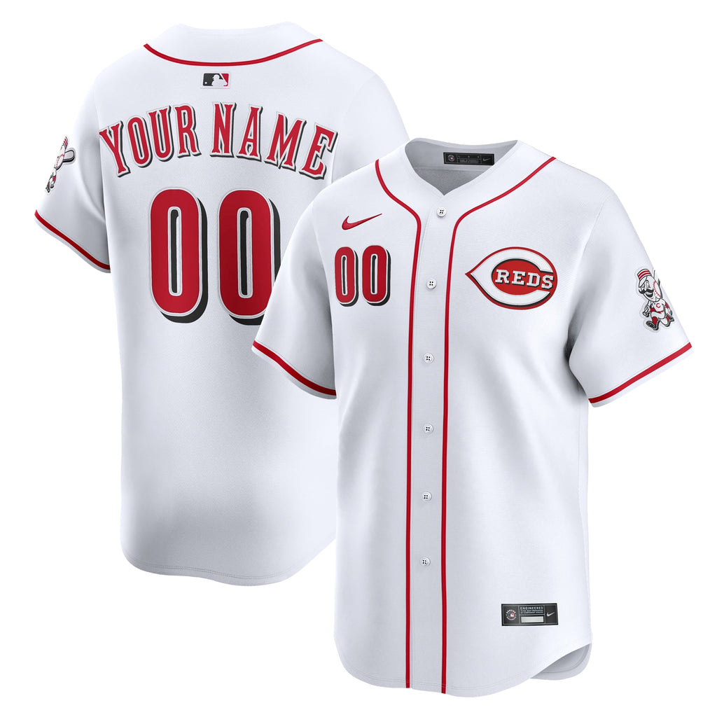 Men's Cincinnati Reds Nike White Home Limited Custom Jersey - 2