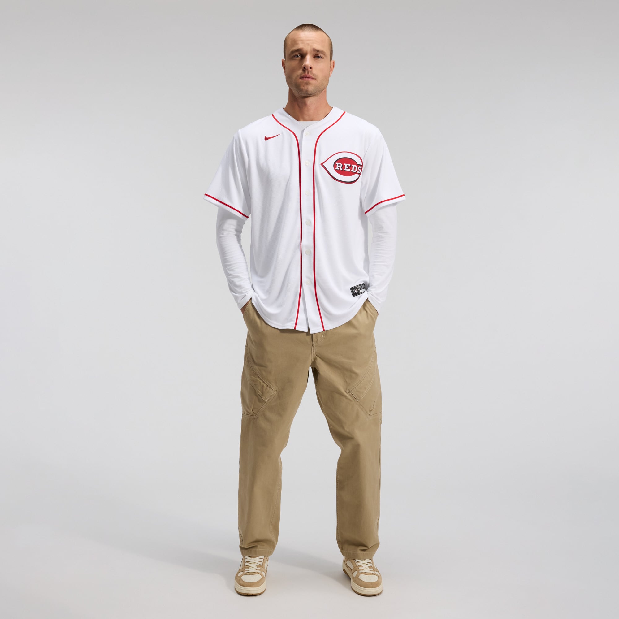 Men's Cincinnati Reds Nike White Home Replica Team Jersey - 4
