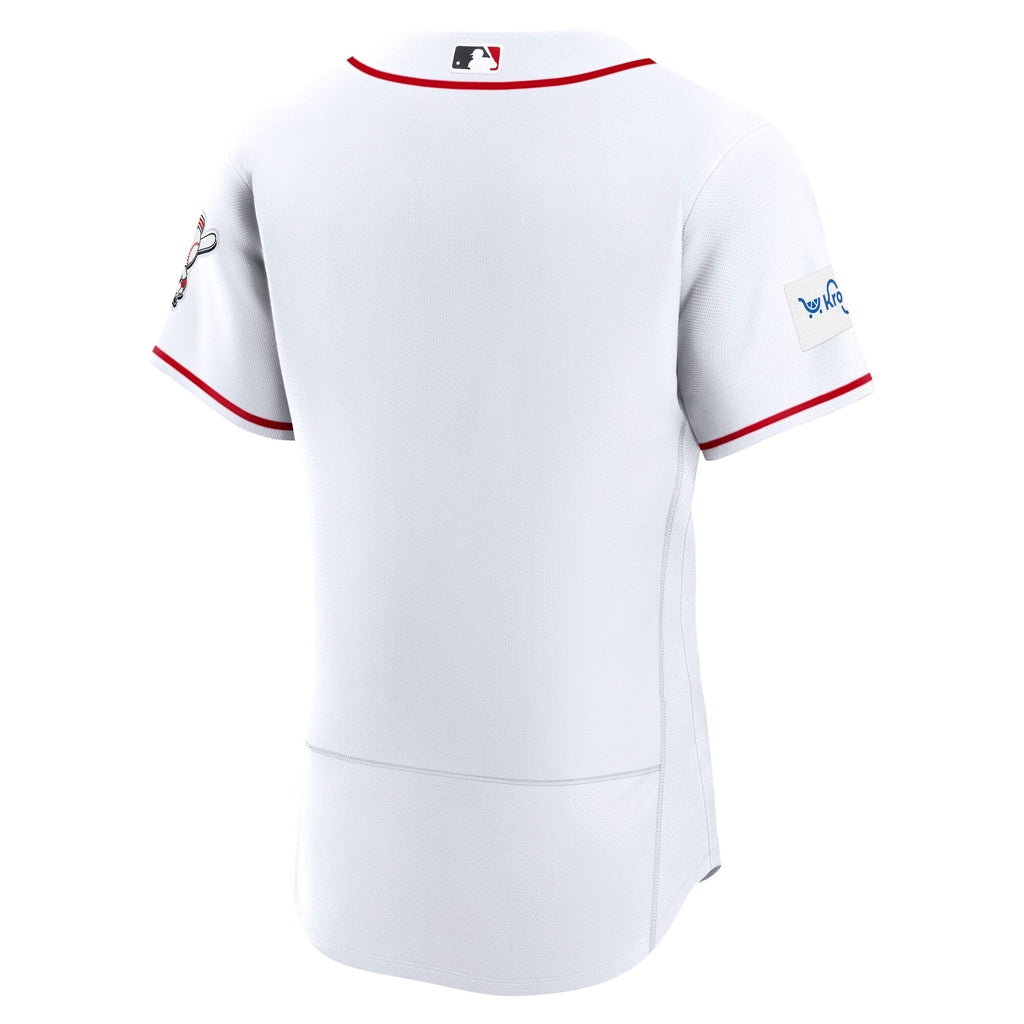 Men's Cincinnati Reds Nike White Home Sponsor Patch Authentic Jersey - 4