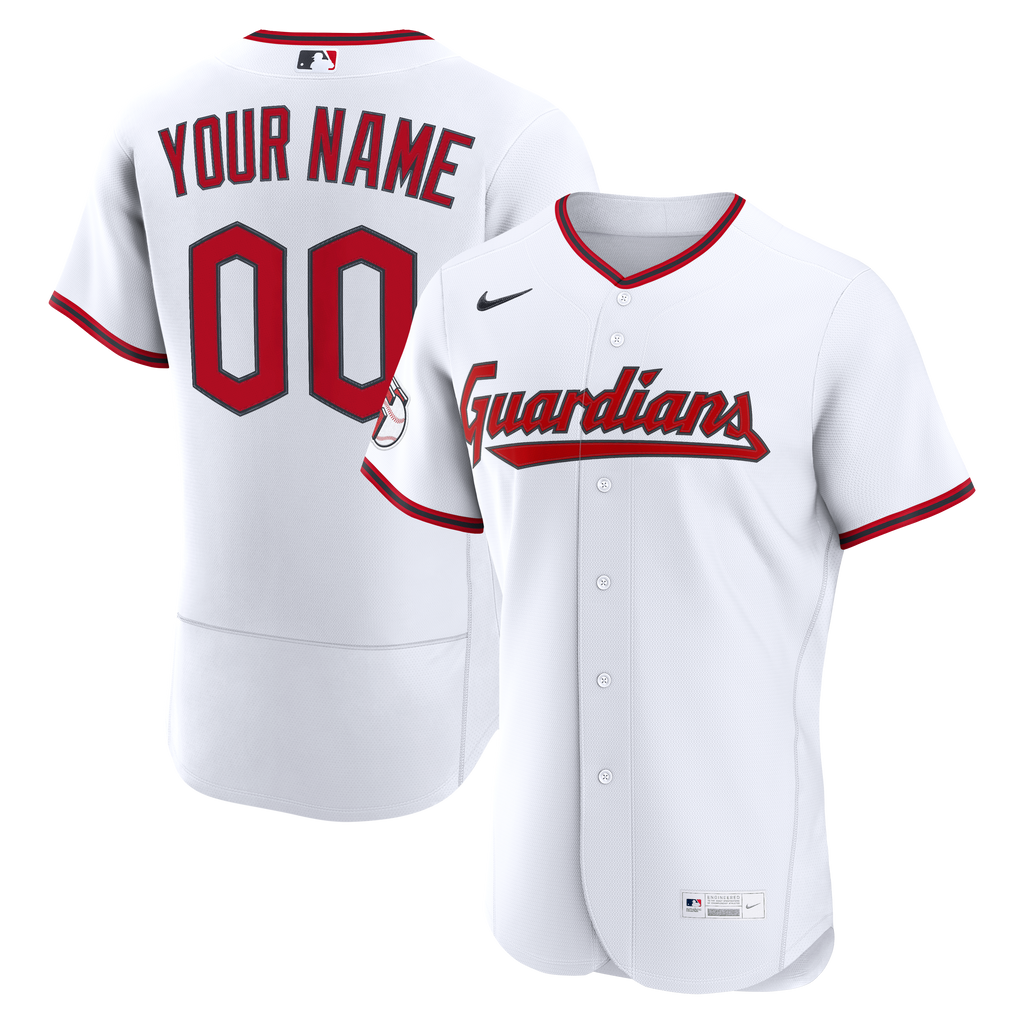Men's Cleveland Guardians Nike White Home Authentic Custom Jersey - 2