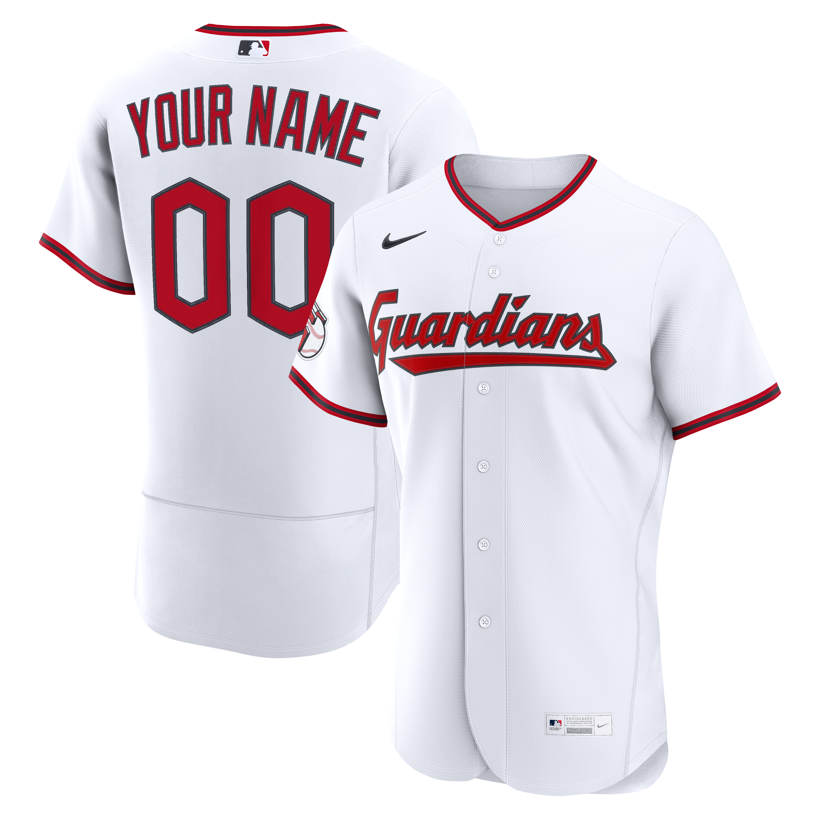 Men's Cleveland Guardians Nike White Home Authentic Custom Jersey - 2